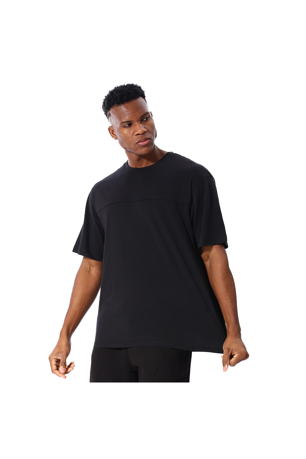 Sasebo Erkek Siyah Günlük Stil T-Shirt 25YE016-SYH