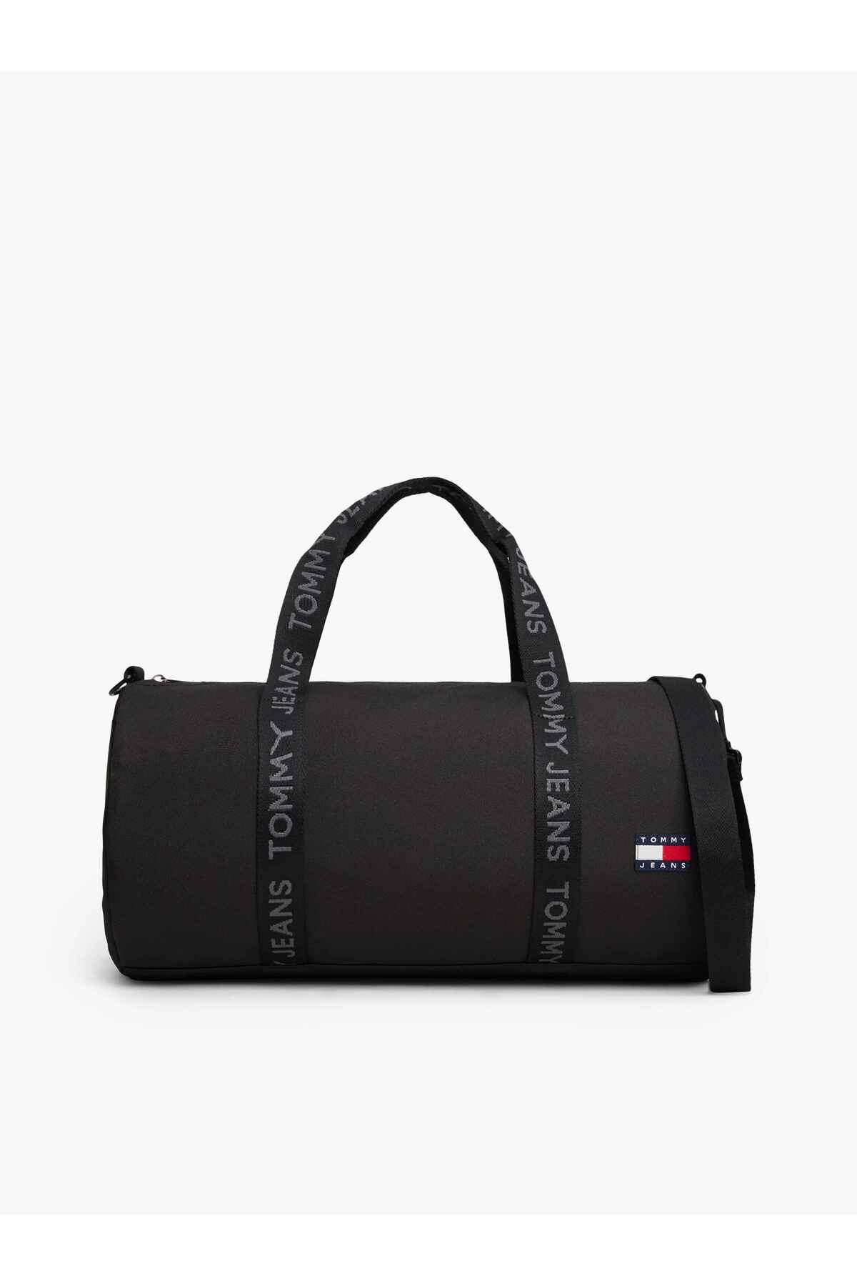 Tommy Hilfiger Erkek Bölmeli Fermuarlı Elde Tutma Deri Siyah Spor Çanta