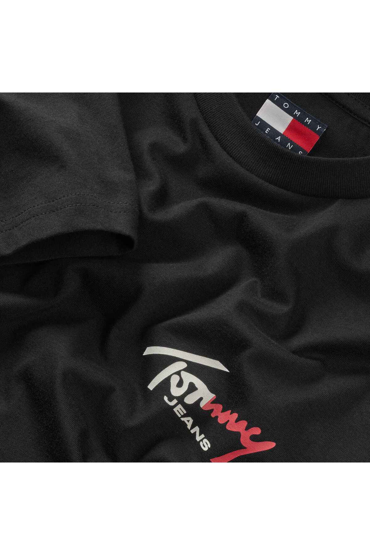 Tommy Hilfiger Erkek Marka Logolu Günlük Kullanıma Uygun Siyah T-Shirt görsel 2
