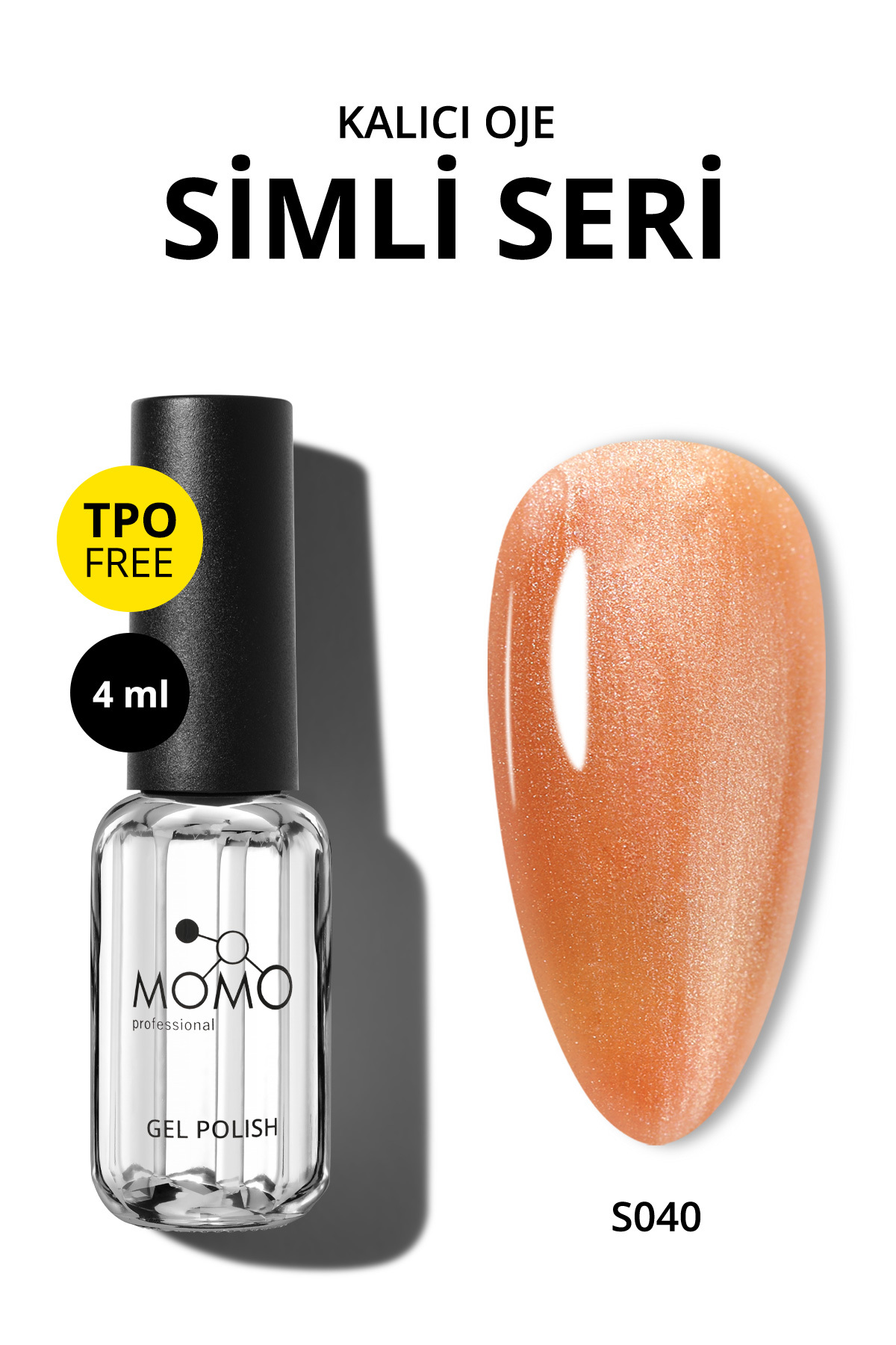 MOMO professional Kalıcı Oje S040, Sedefli Şeftali, 4 ml — نارنجی 8860101A01S01S016