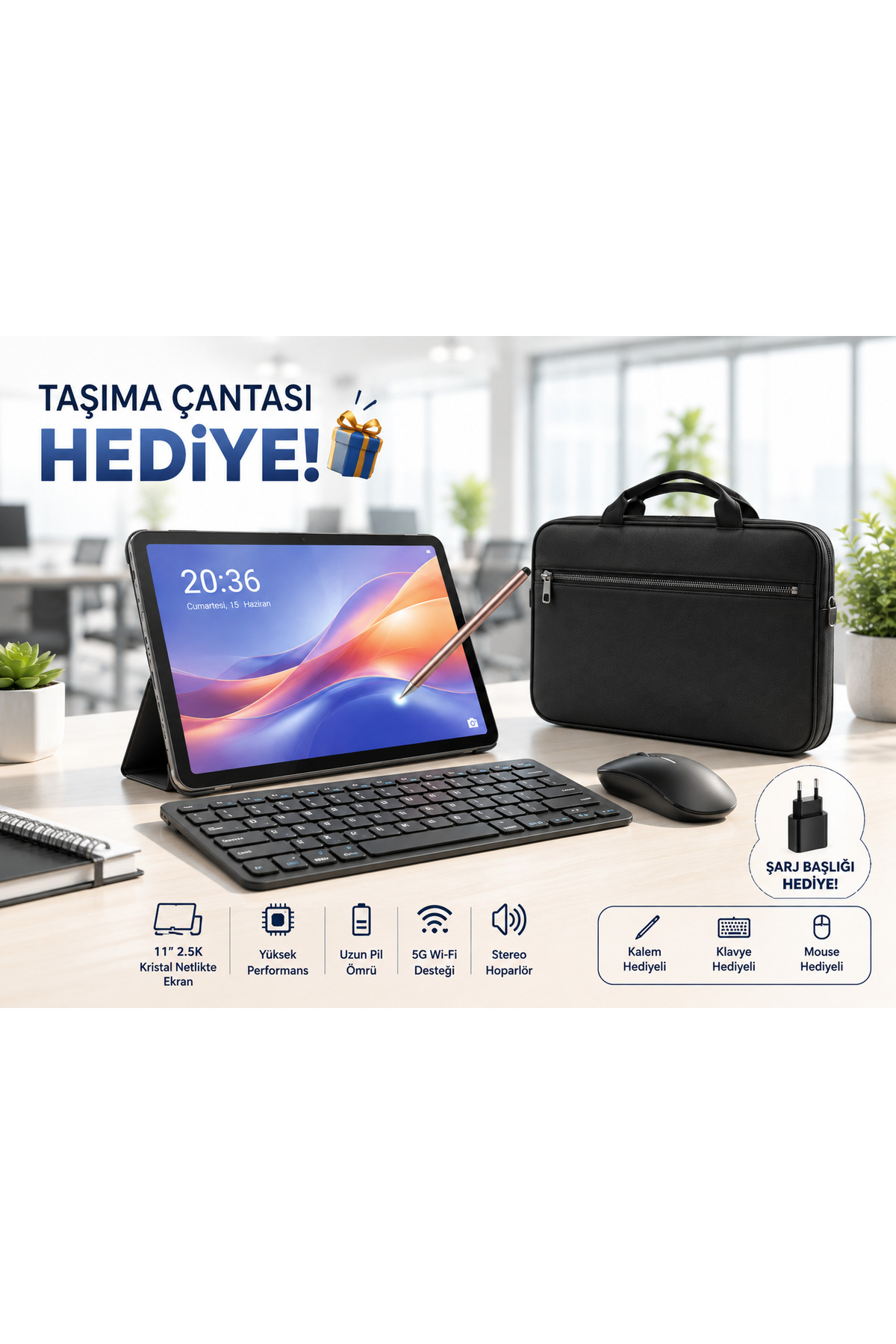 Xiaomi Redmi Pad 2 8 GB 256 GB 11" 2.5K KRİSTAL EKRAN 90HZ ADAPTİVE HIZI TABLET+ORJ KILIF+KALEM+KLAVYE MOUSE