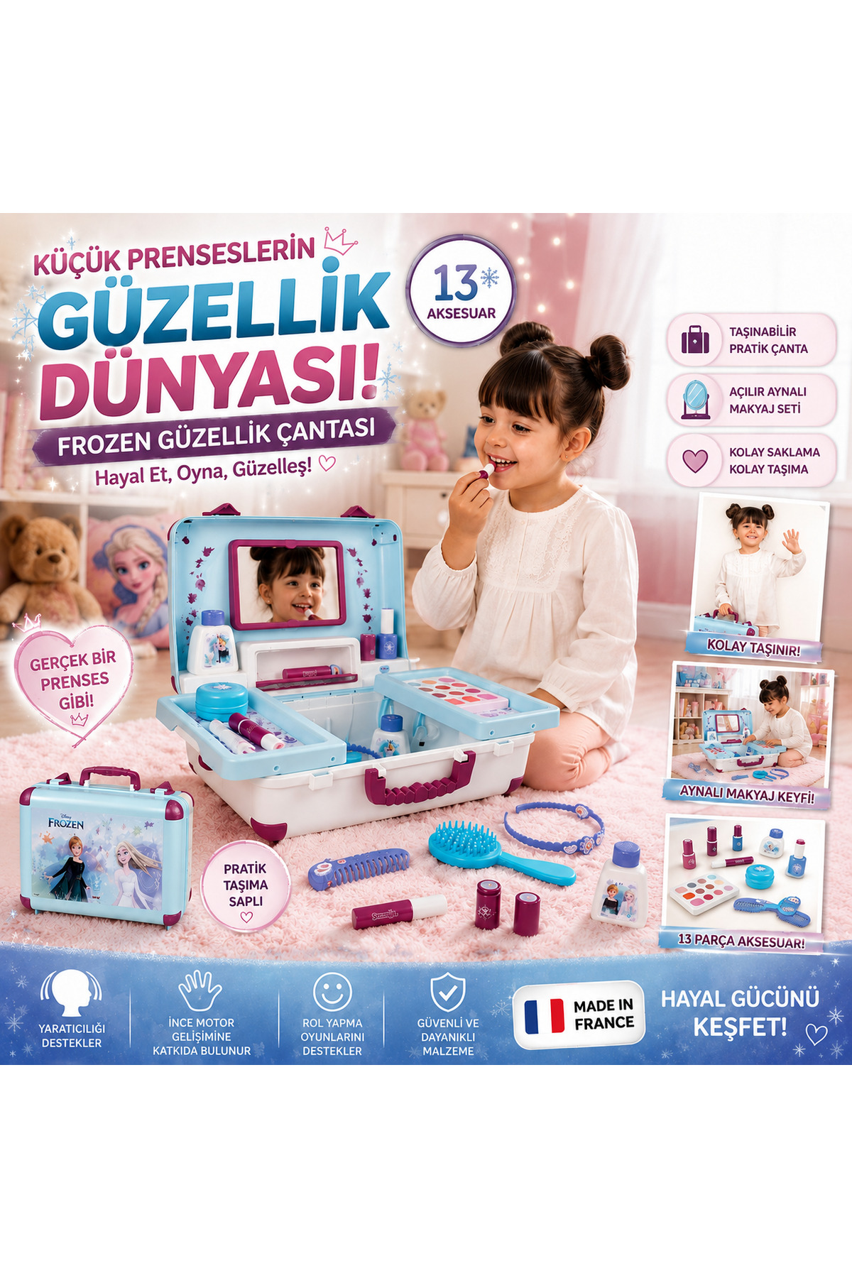 Cici Oyuncak Kız Çocuk Oyuncak Elsa Güzellik Makyaj Çantası Queen
