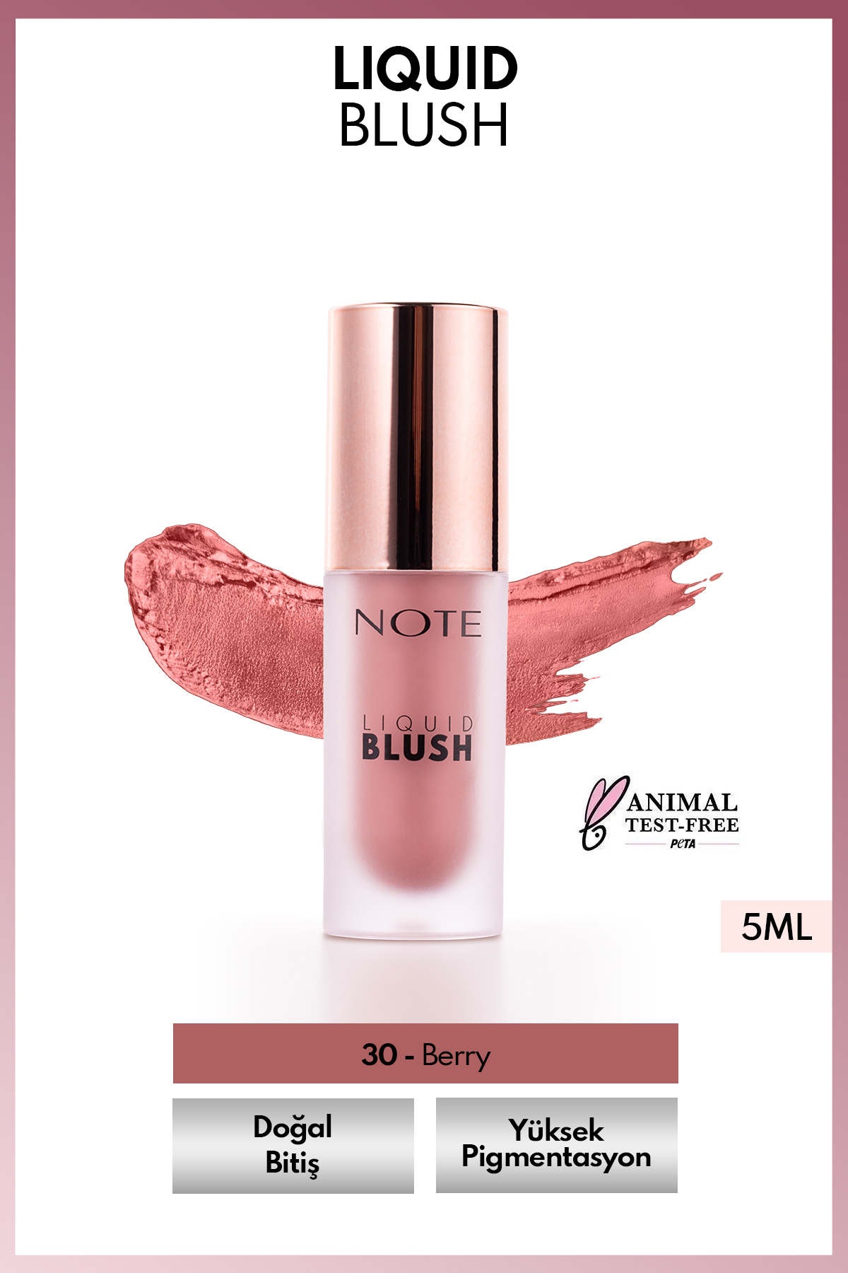 NOTE رژگونه مایع مرطوب کننده - 30 عدد توت (درخشان) — صورتی BLS LIQUID