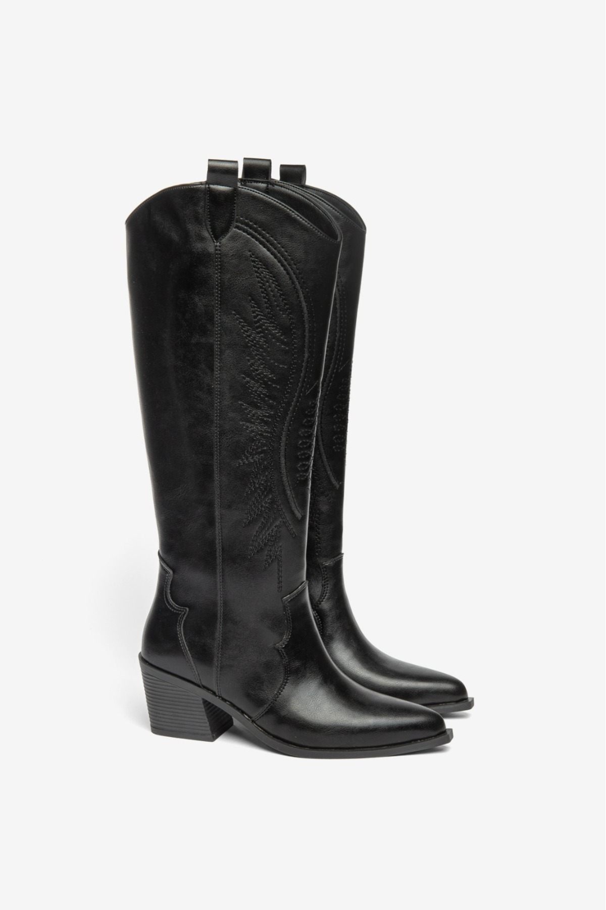 RİSSOLİ Rissoli Kadın Siyah Mat Cilt Nakışlı Western Kovboy Cowgirl Bot Çizme