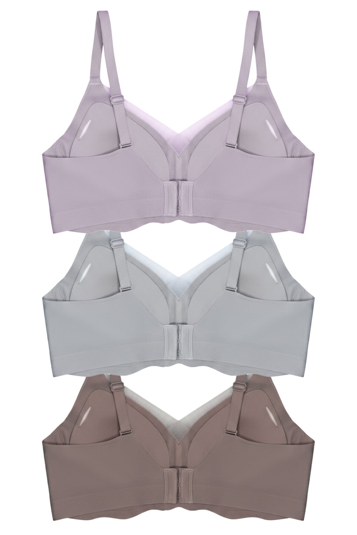 Cottonhill Seamless Bra - Touch | Lazer Kesim Dikişsiz Tül ve Dalga Detaylı Balensiz Kadın Sütyen 3'lü Paket-2 görsel 2
