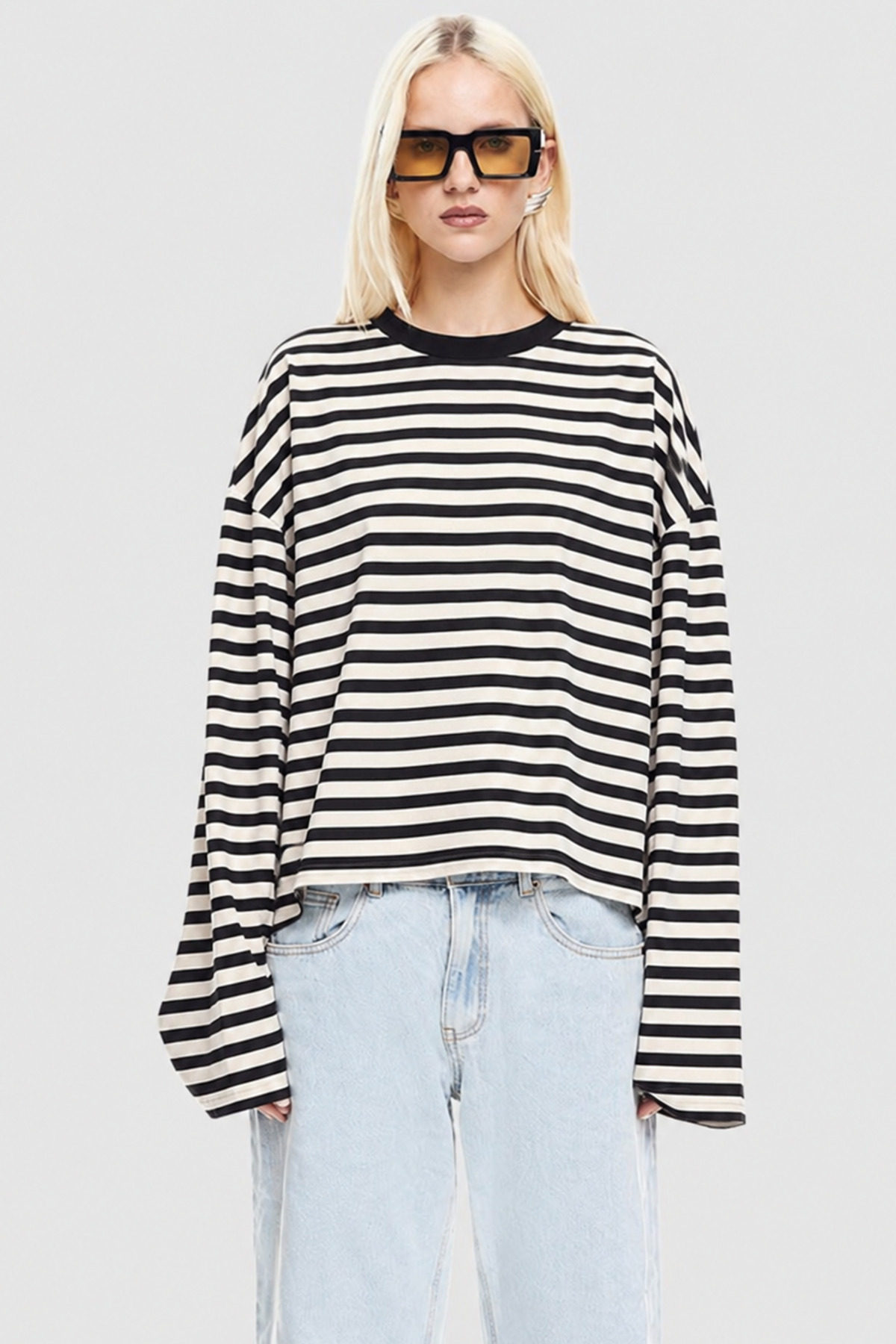 Uzun Kollu Çizgili Sweatshirt G-9672