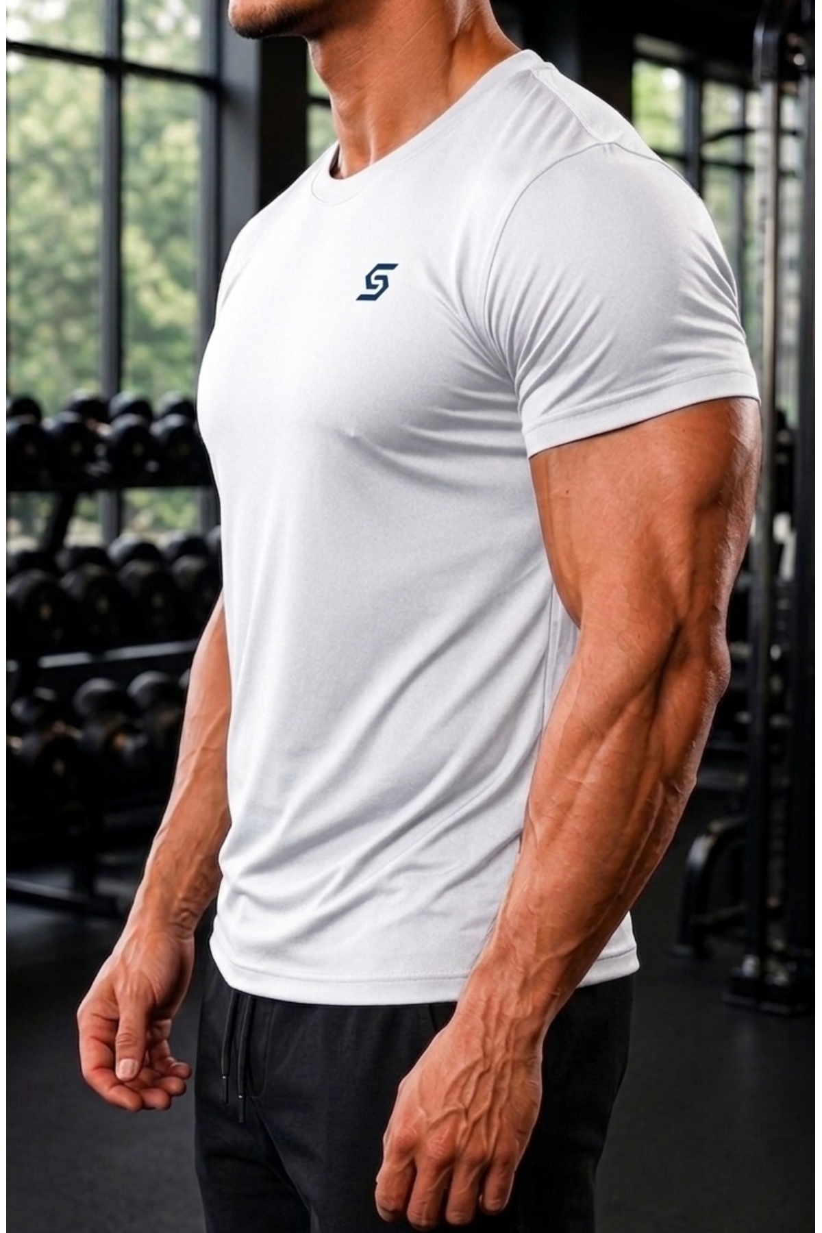 Sapeur Erkek Premium Slim Fit Spor Tişört ( Beyaz ) görsel 5