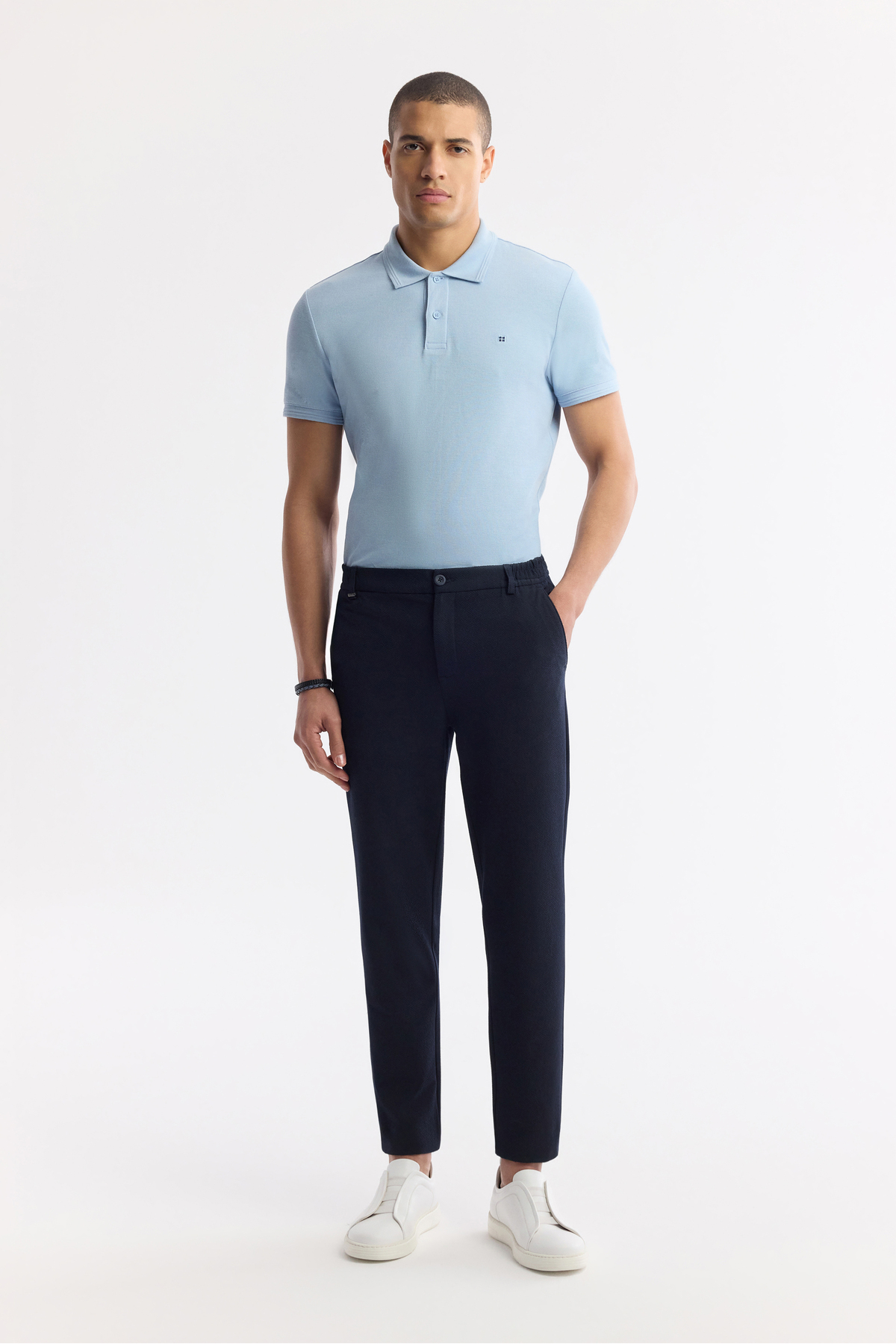 Avva Erkek Lacivert Beli Lastikli Bi-Stretch Chino Slim Fit Pantolon B003033