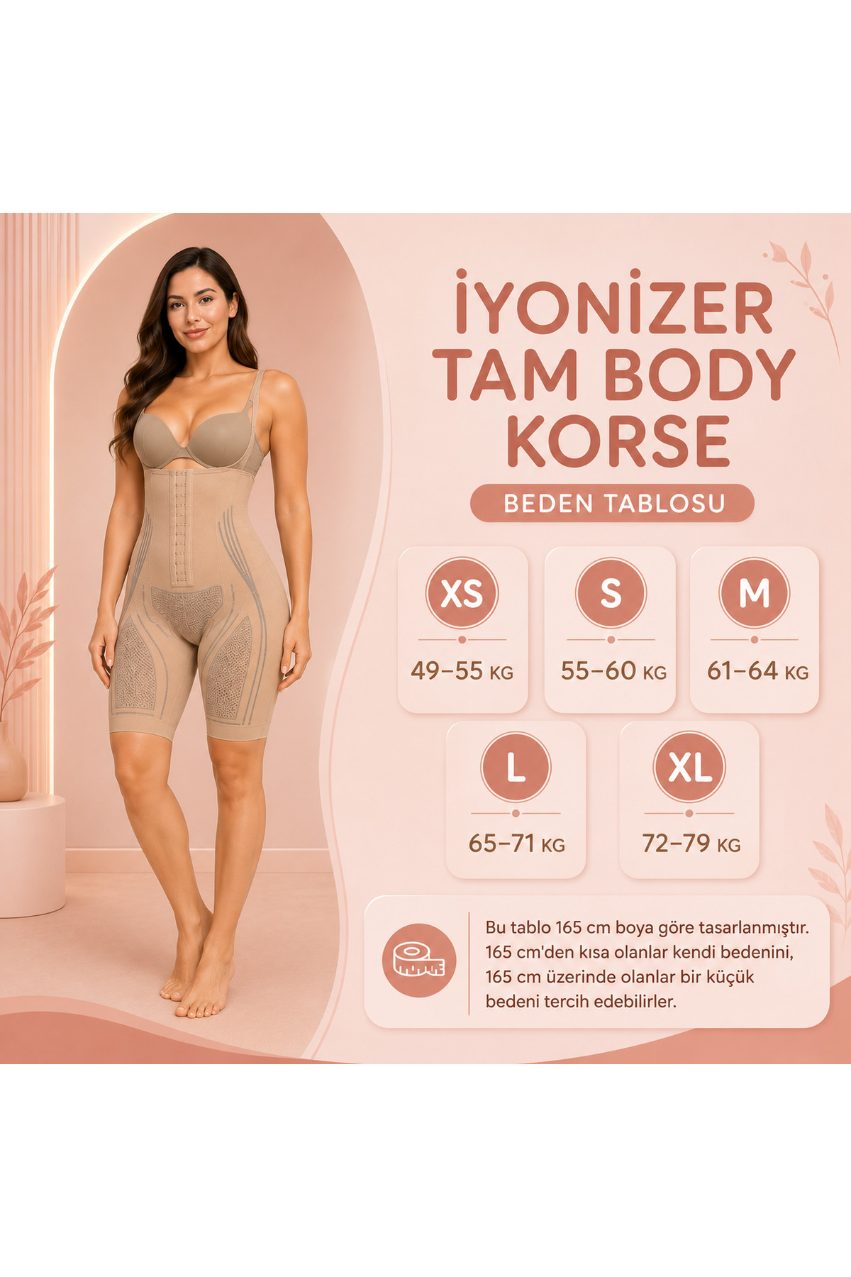 SAUNA SUIT İç Giyim Şekillendirici Tulum Korse Kadın Önden Açılabilir Göğüs Bölgesi Açık Uyluk Toparlayan Body Nude Ten görsel 8