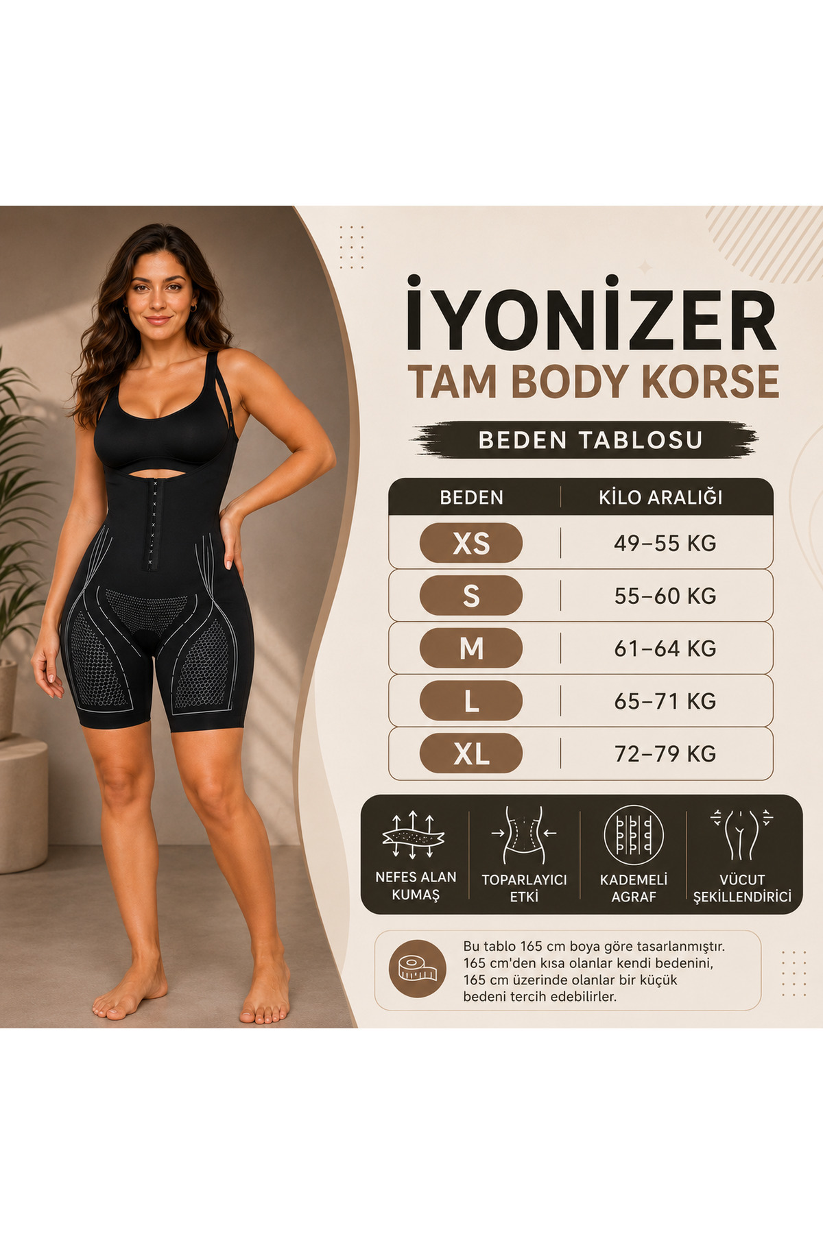 giyindegel Göbek Bel Karın Basen Bacak Toparlayıcı Tam Body Korse görsel 3