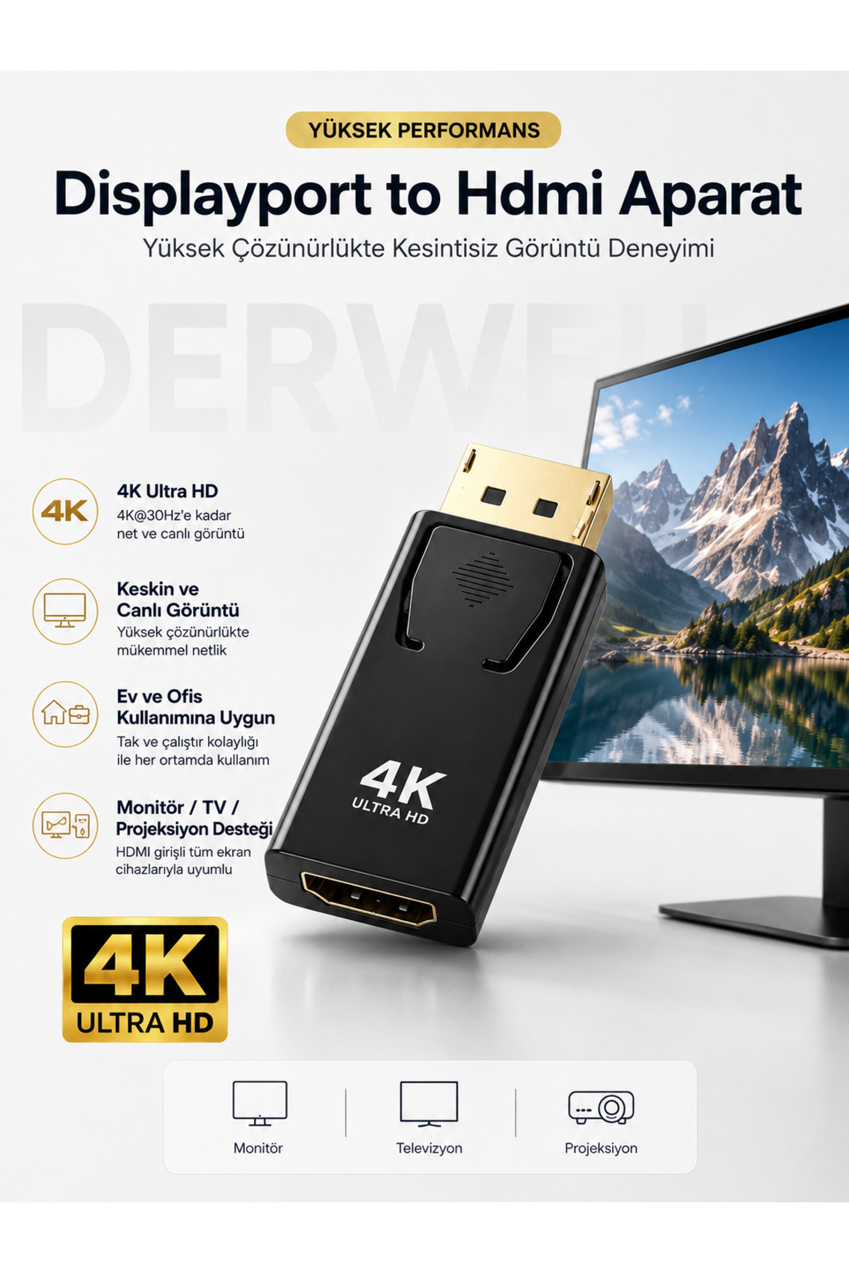 4k Display Hdmı Çevirici Displayport To Hdmı Display In Hdmi Out Dp Hdmı Display Erkek Hdmı Dişi