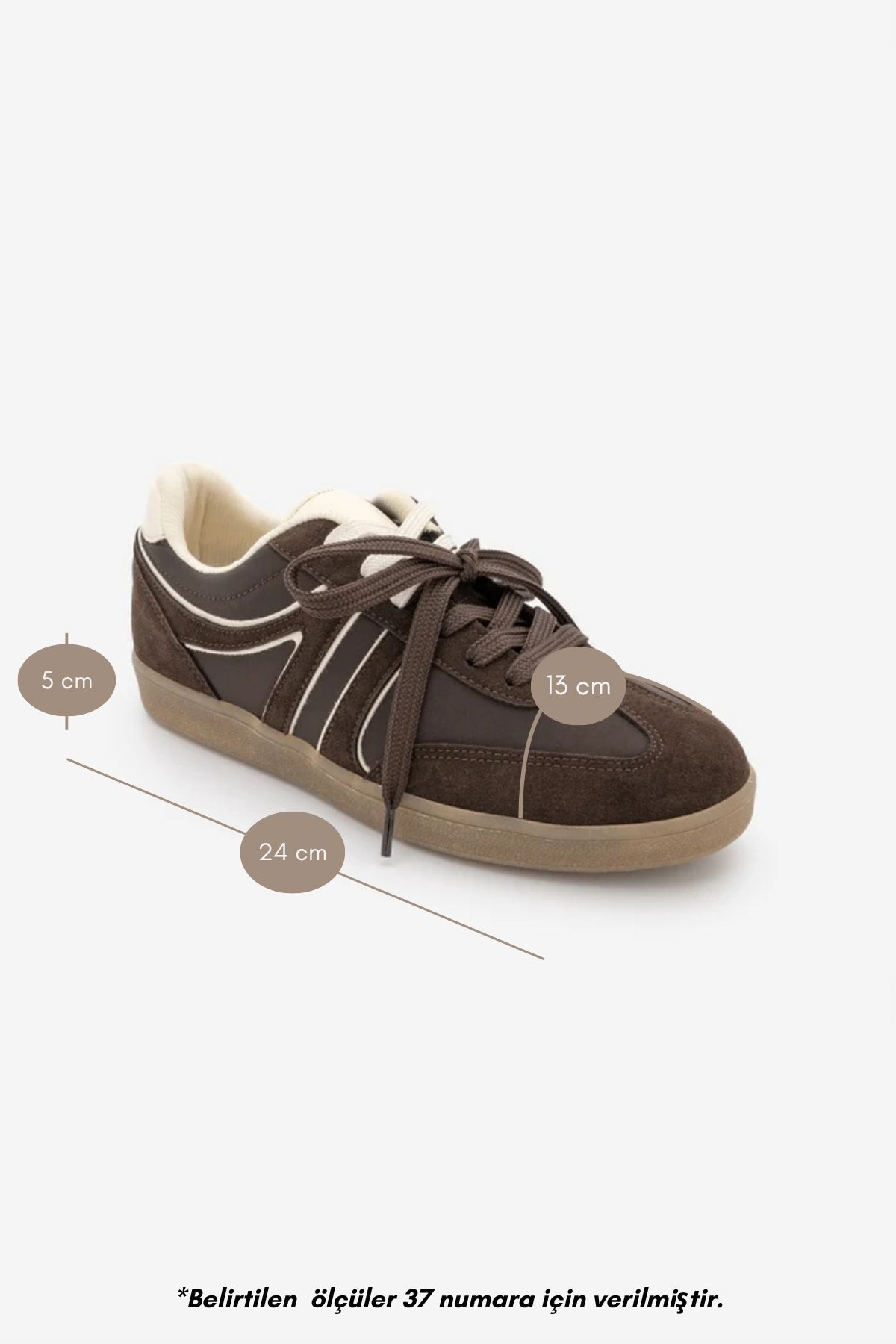 Marjin Kadın Sneaker Retro Çift Bağcıklı Spor Ayakkabı Forden Kahve Süet görsel 8