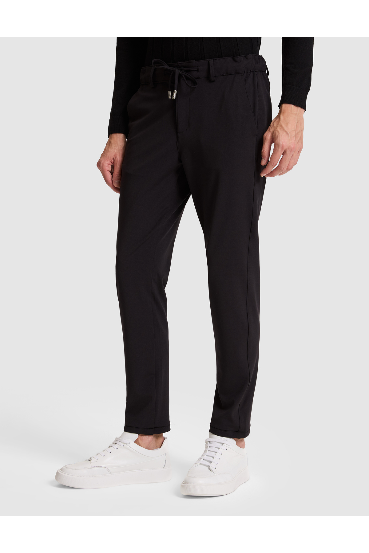 Pierre Cardin Siyah Slim Fit Beli Lastikli Kordonlu Jogger Kanvas Pantolon 50317281-VR046 görsel 4
