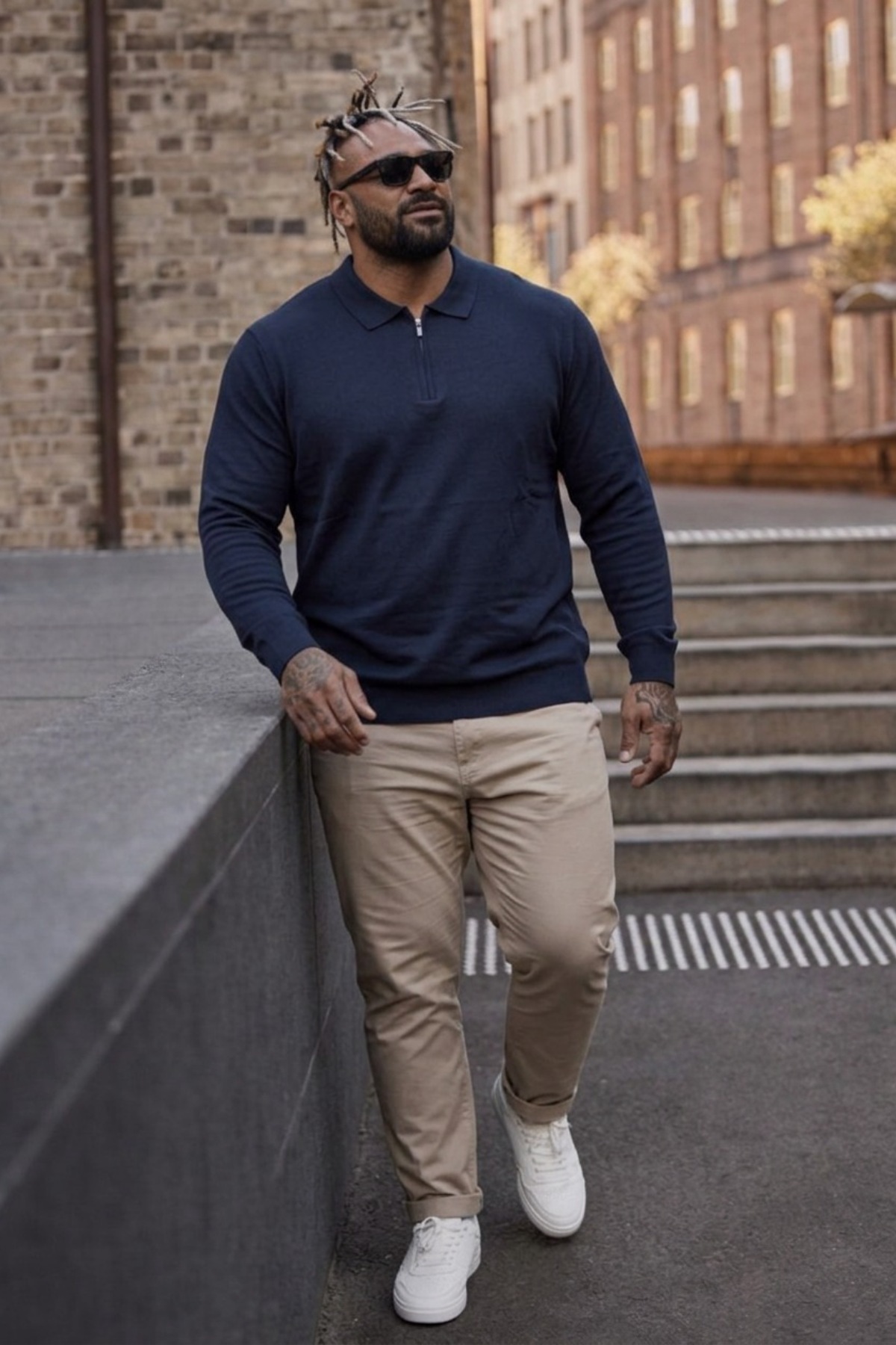 Maccali Erkek Büyük Beden Basic Lacivert Fermuarlı Sweatshirt görsel 3