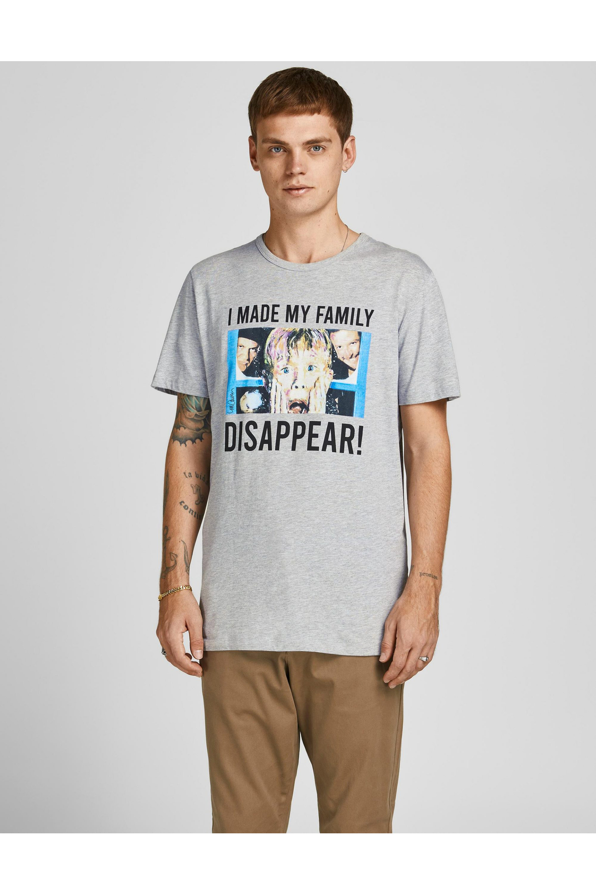 تی‌شرت مردانه ۱۲۱۹۸۵۴۷-خاکستری روشن جک اند جونز تی شرت Jack & Jones