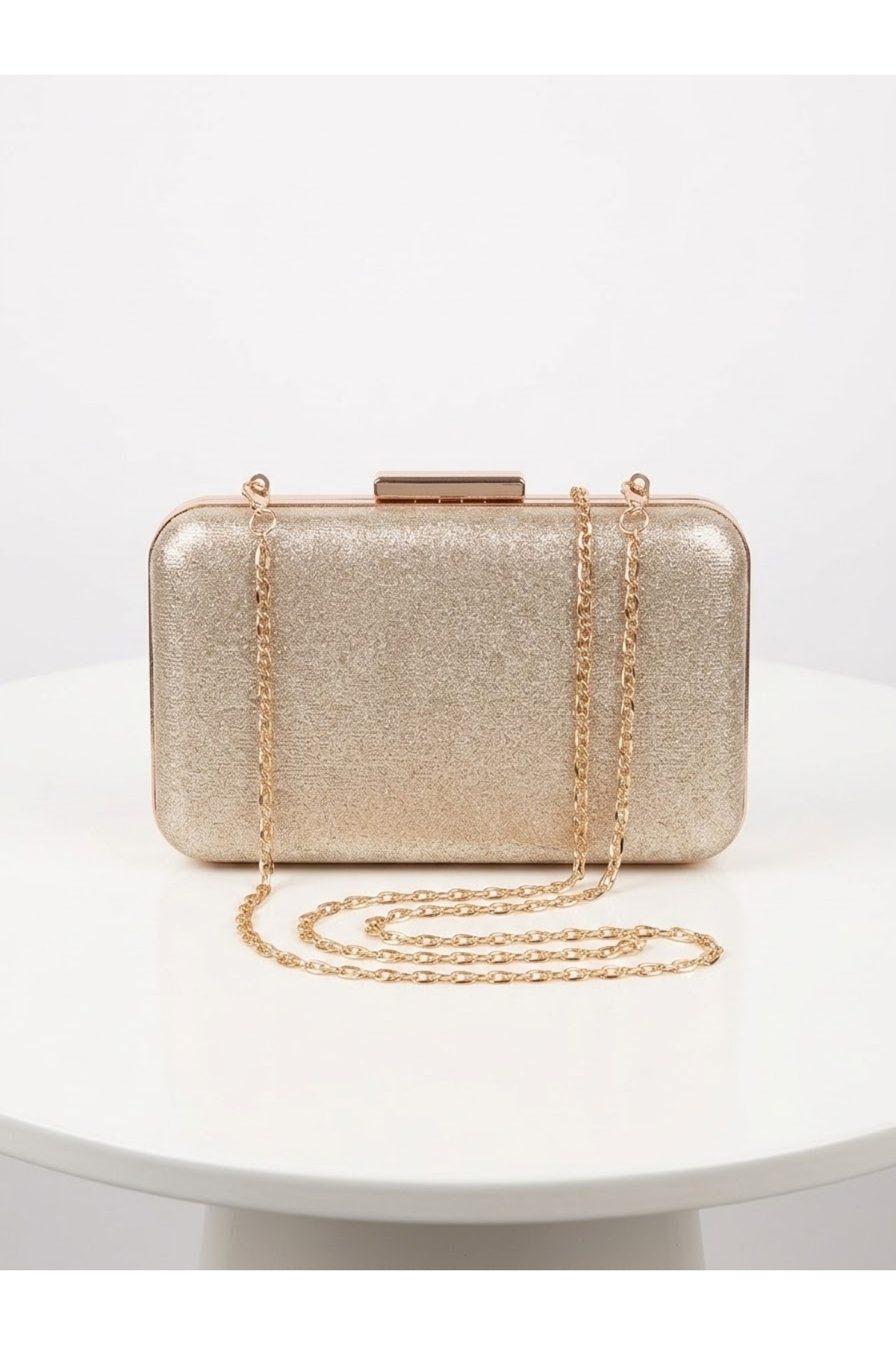 selma demir Sıvama Model Gold Zincir Askılı Clutch Kadın Çanta görsel 3