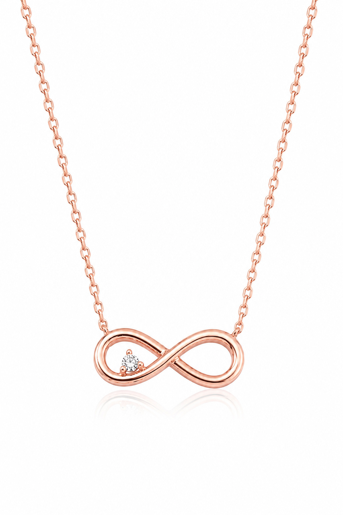 eva'sjewellery diamond Sonsuzluk Kolye Gerçek Pırlantalı, 925 Ayar Gümüş 18 Ayar Altın Kaplama, Sertifikalı ve Işıklı Hediye Kutulu görsel 7