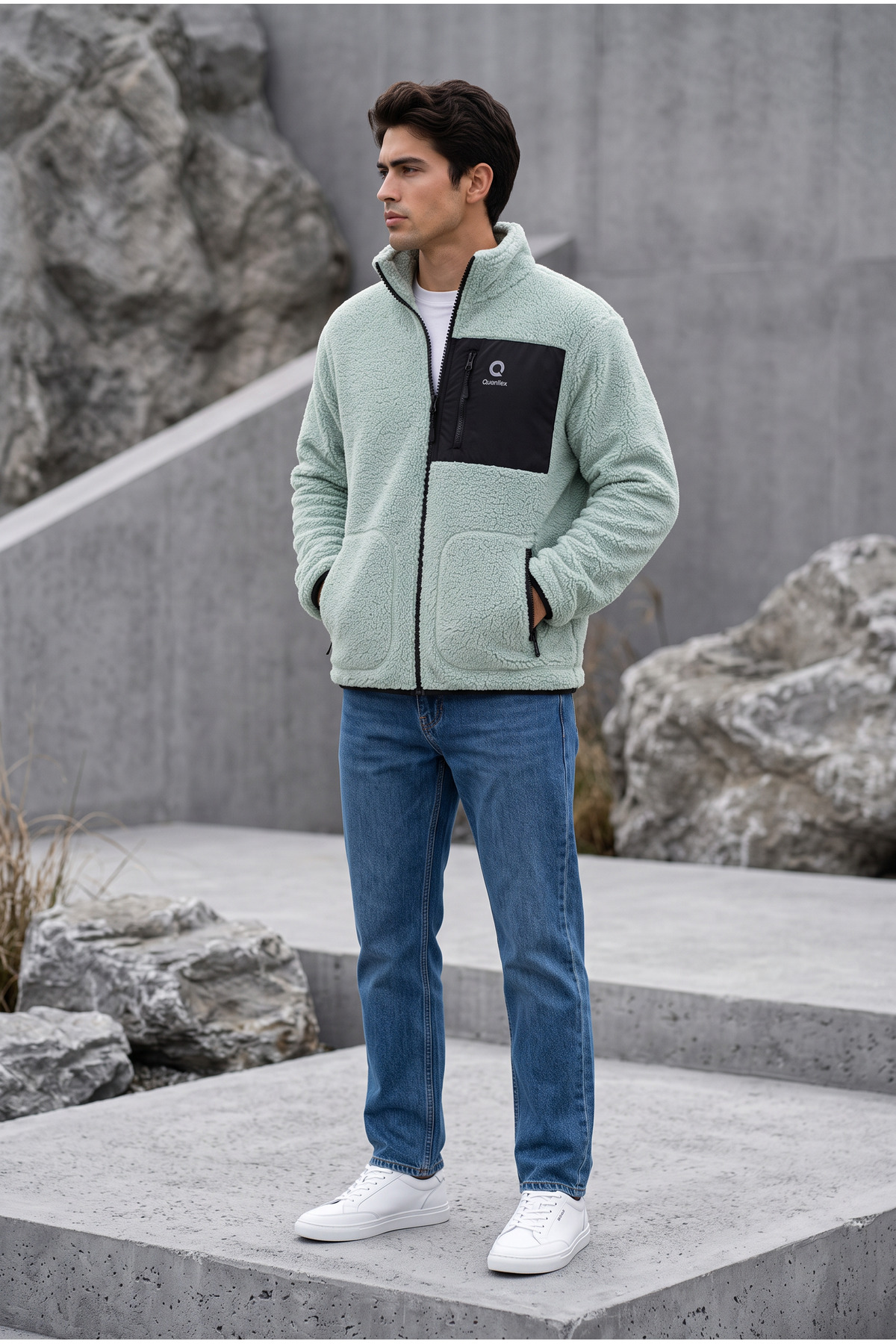 ژاکت پشمی گرم آکوا گرین KUZU WELSOFT POLAR FULL-ZIP — رنگارنگ E0600 — تصویر 4 از 7