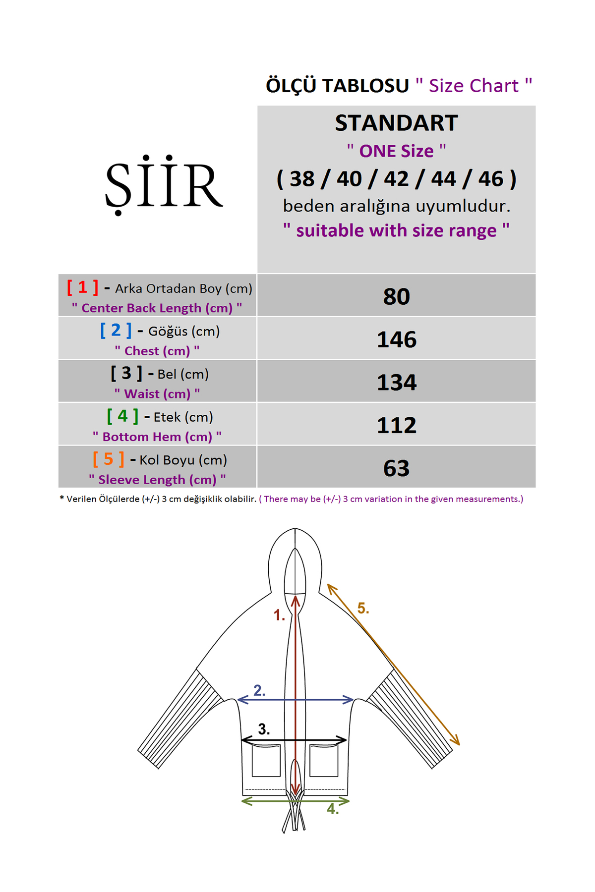 Şiir Tekstil GRET Oversize Yumuşak Dokulu Kapşonlu Arka Etek Yırtmaç ve Bağcık Detaylı Düşük Kollu Triko Kadın Hırka & Ceket - Siyah görsel 2