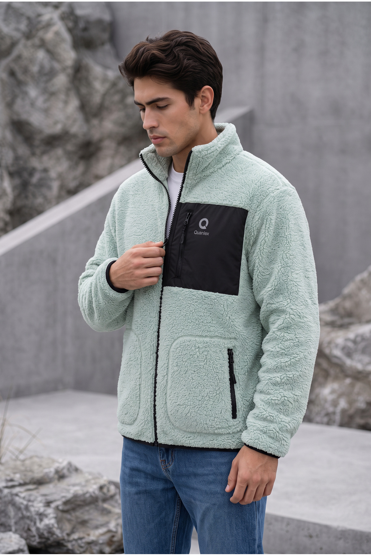 ژاکت پشمی گرم آکوا گرین KUZU WELSOFT POLAR FULL-ZIP — رنگارنگ E0600 — تصویر 5 از 7