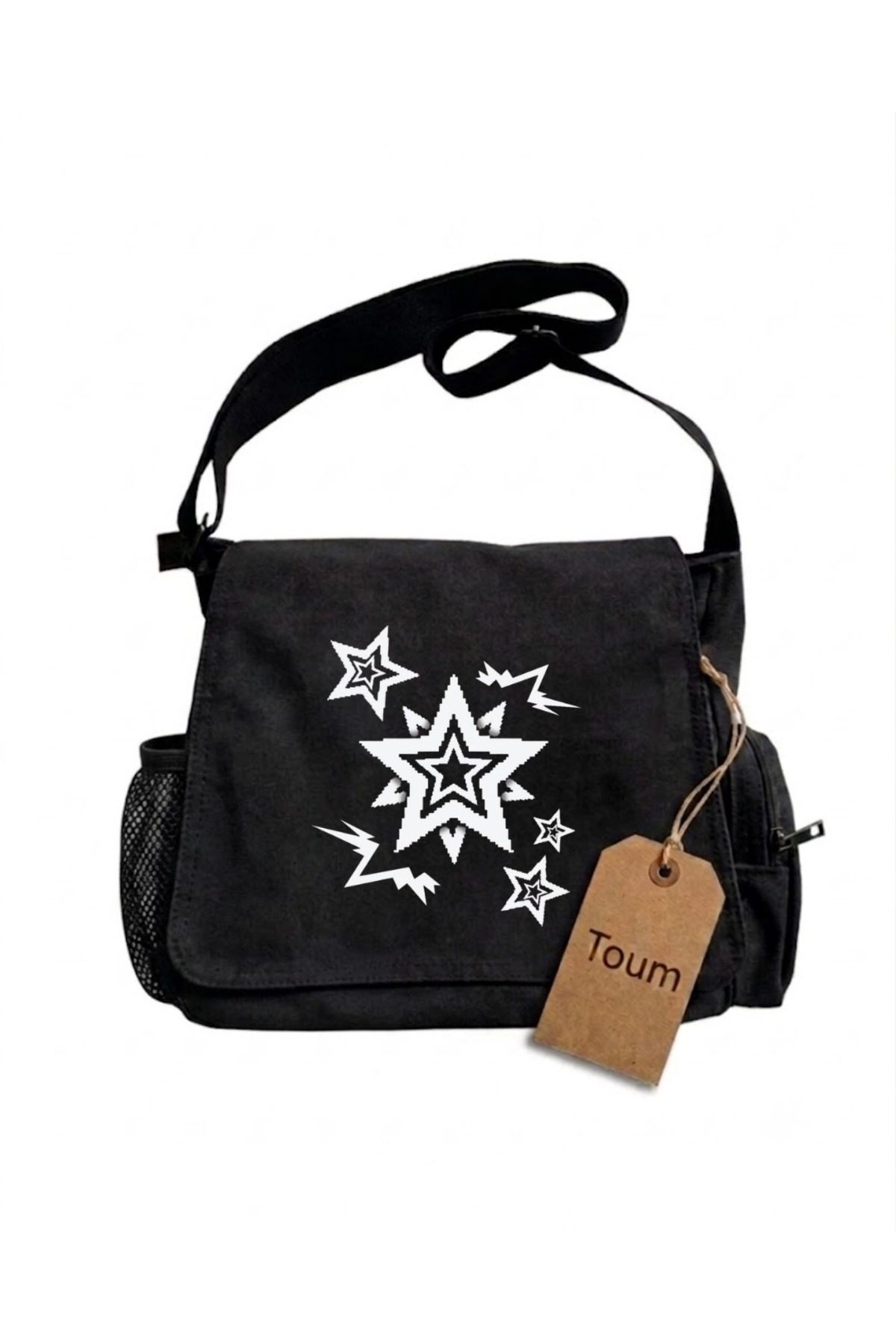 Toum Star Baskılı Unisex Postacı Çantası