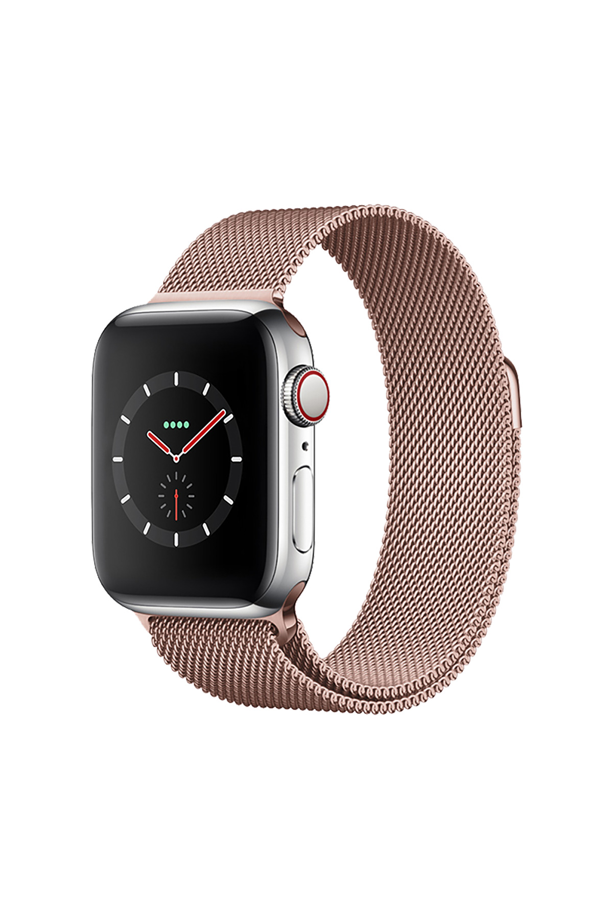 WONEW Apple Watch Metal Örgülü 42/44/45 mm Kayış Rose Altın Apple Watch Kayışı – Beyaz
