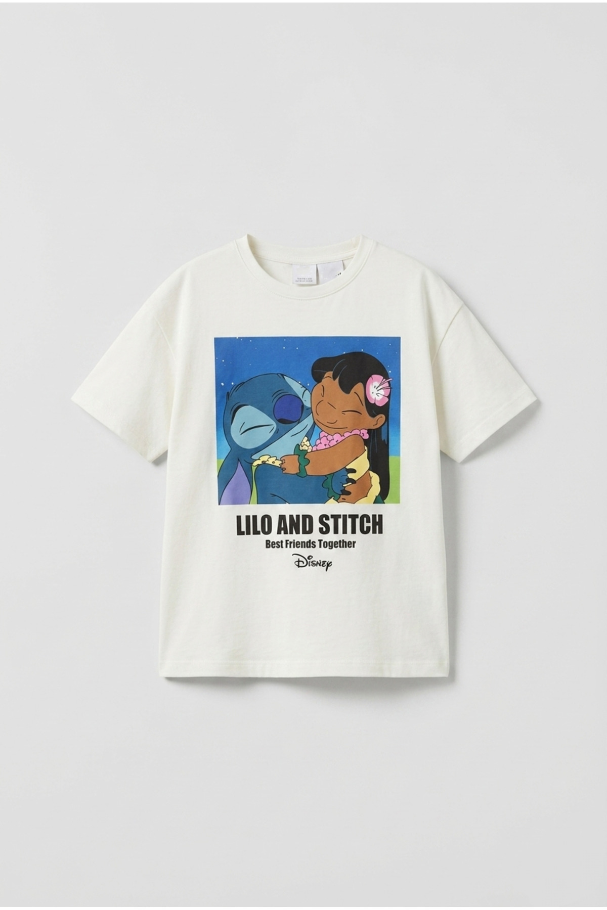 kız çocuk baskılı oversize t-shirt beyaz lilo stitch ZEYDER2227