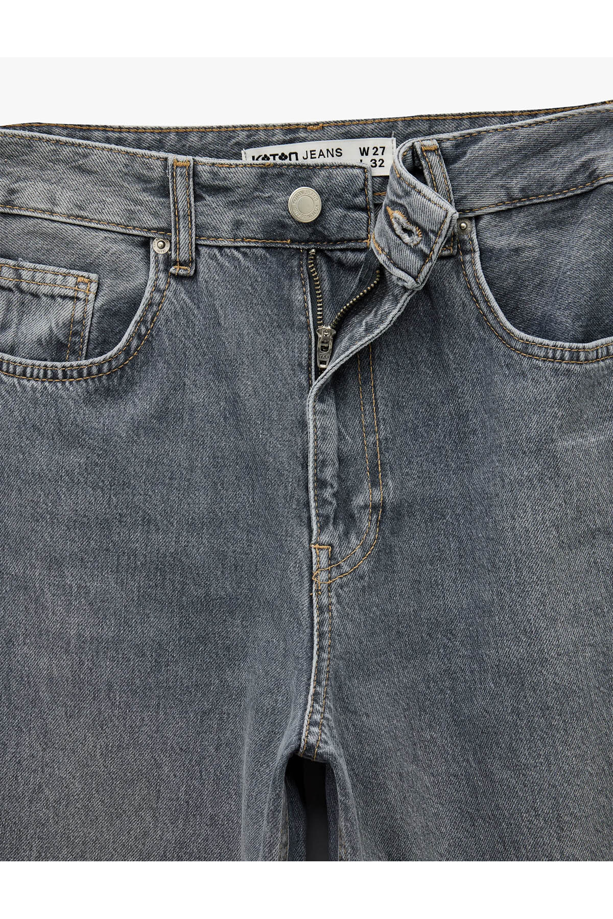 Koton Rahat Kalıp Yıkamalı Uzun Düz Paça Pamuklu Jean Pantolon - Baggy Jeans görsel 6