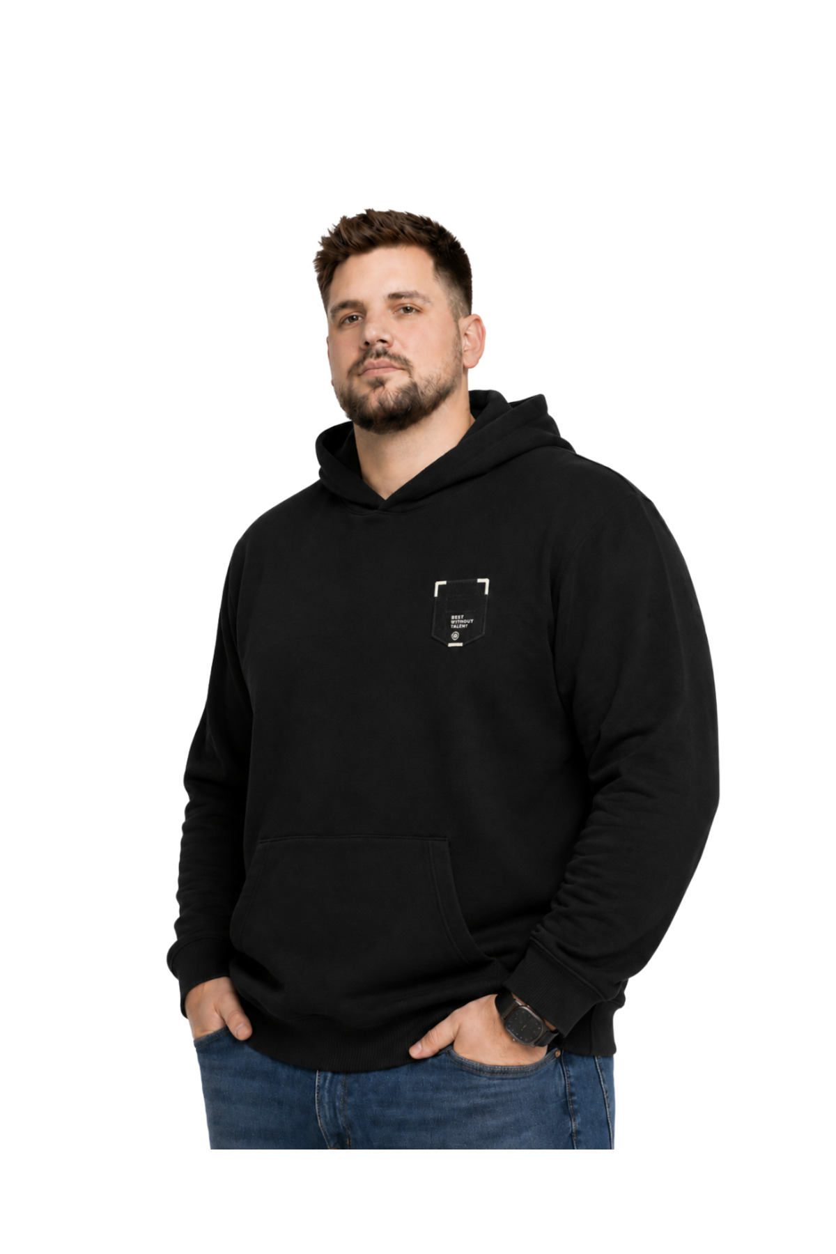 BattalModa Erkek Büyük Beden Siyah İki İplik Pursuit Sweatshirt 3XL-4XL-5XL-6XL görsel 2