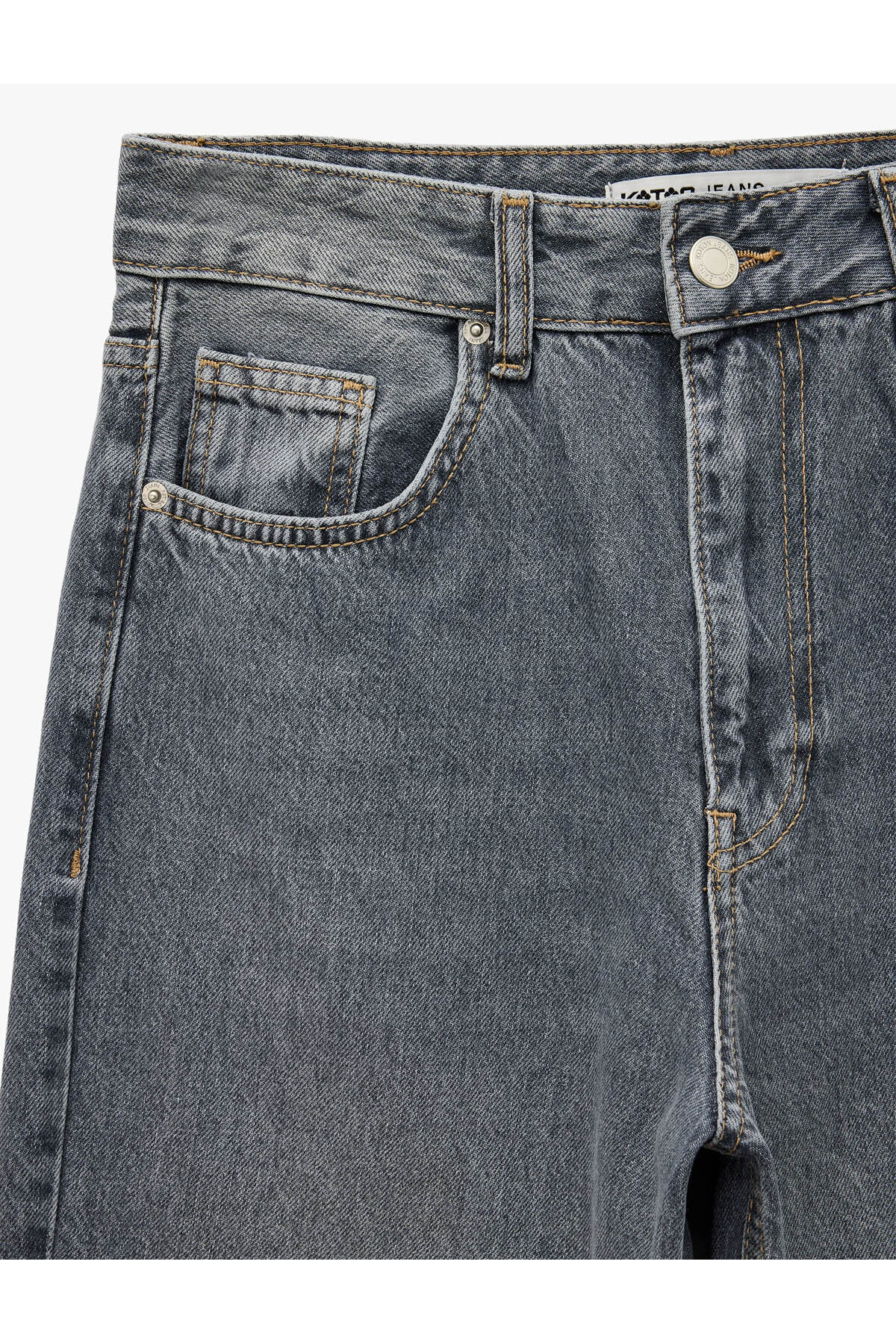 Koton Rahat Kalıp Yıkamalı Uzun Düz Paça Pamuklu Jean Pantolon - Baggy Jeans görsel 7