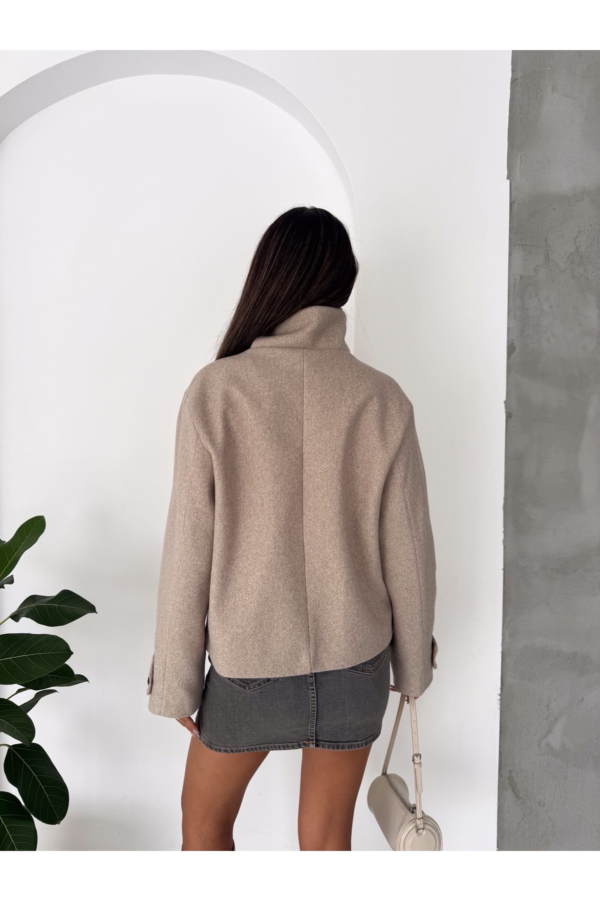 Ekim Store Dik Yakalı Düğmeli Kaşe Ceket görsel 8