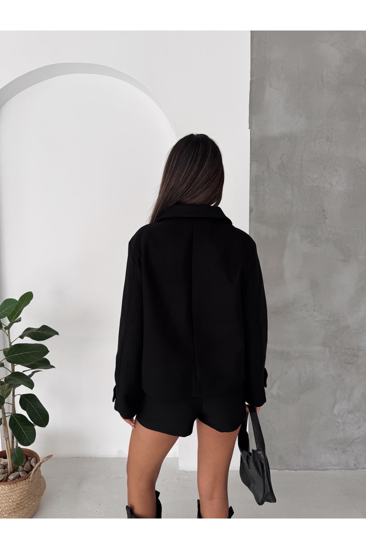 Ekim Store Dik Yakalı Düğmeli Kaşe Ceket görsel 7