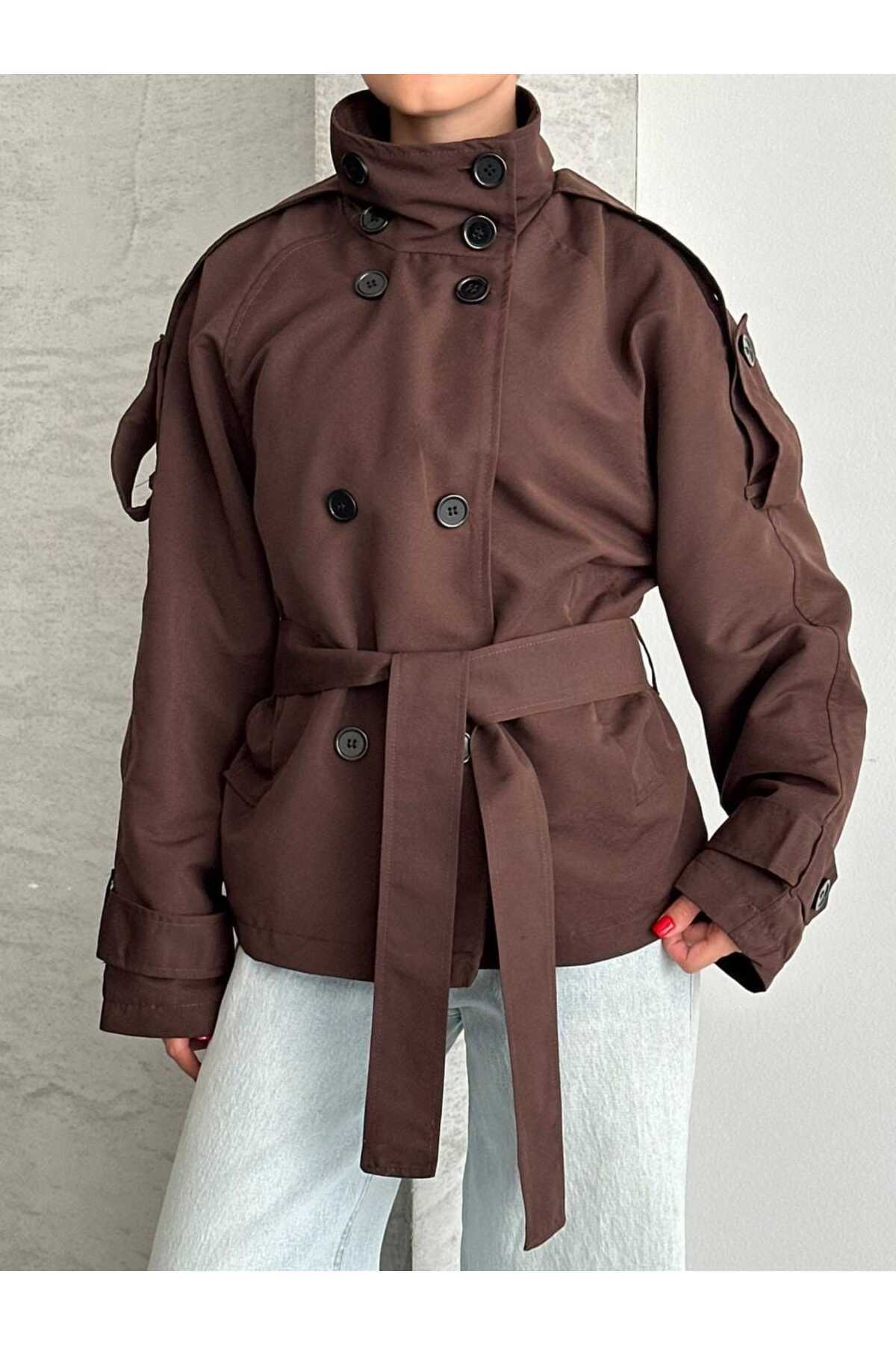MEECY Kadın Oversize Muadil Su İtici Trençkot görsel 2