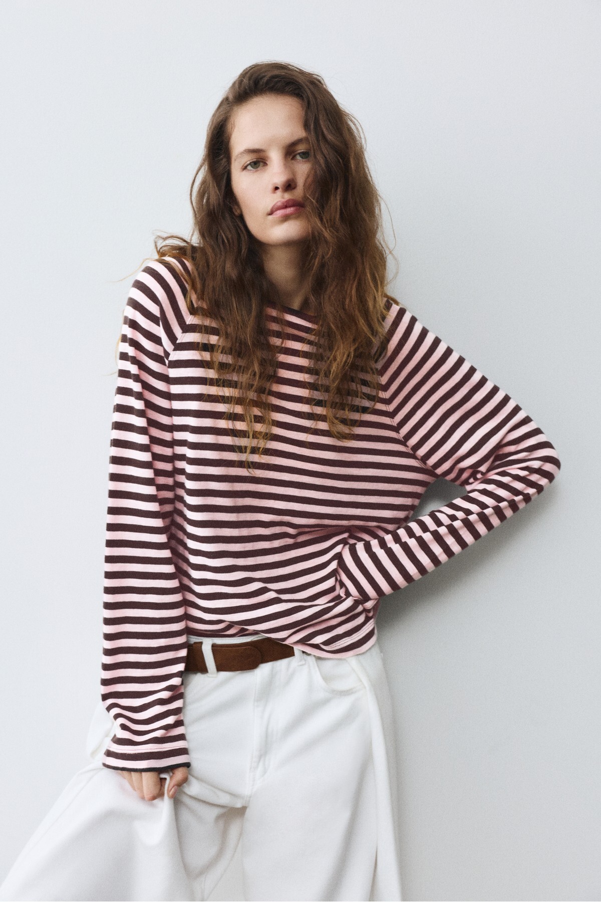 Pull & Bear Çizgili uzun kollu tişört