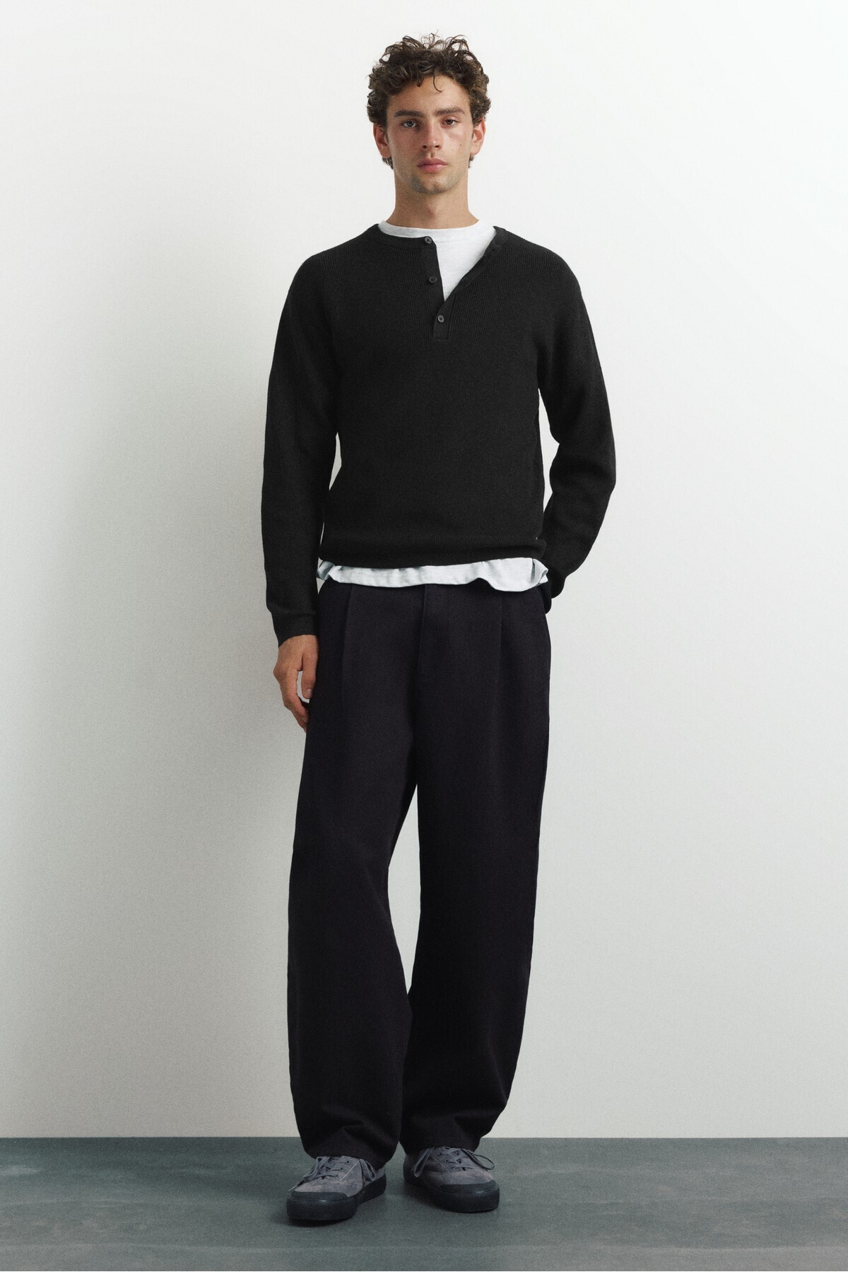 Pull & Bear Henley yaka kazak görsel 2
