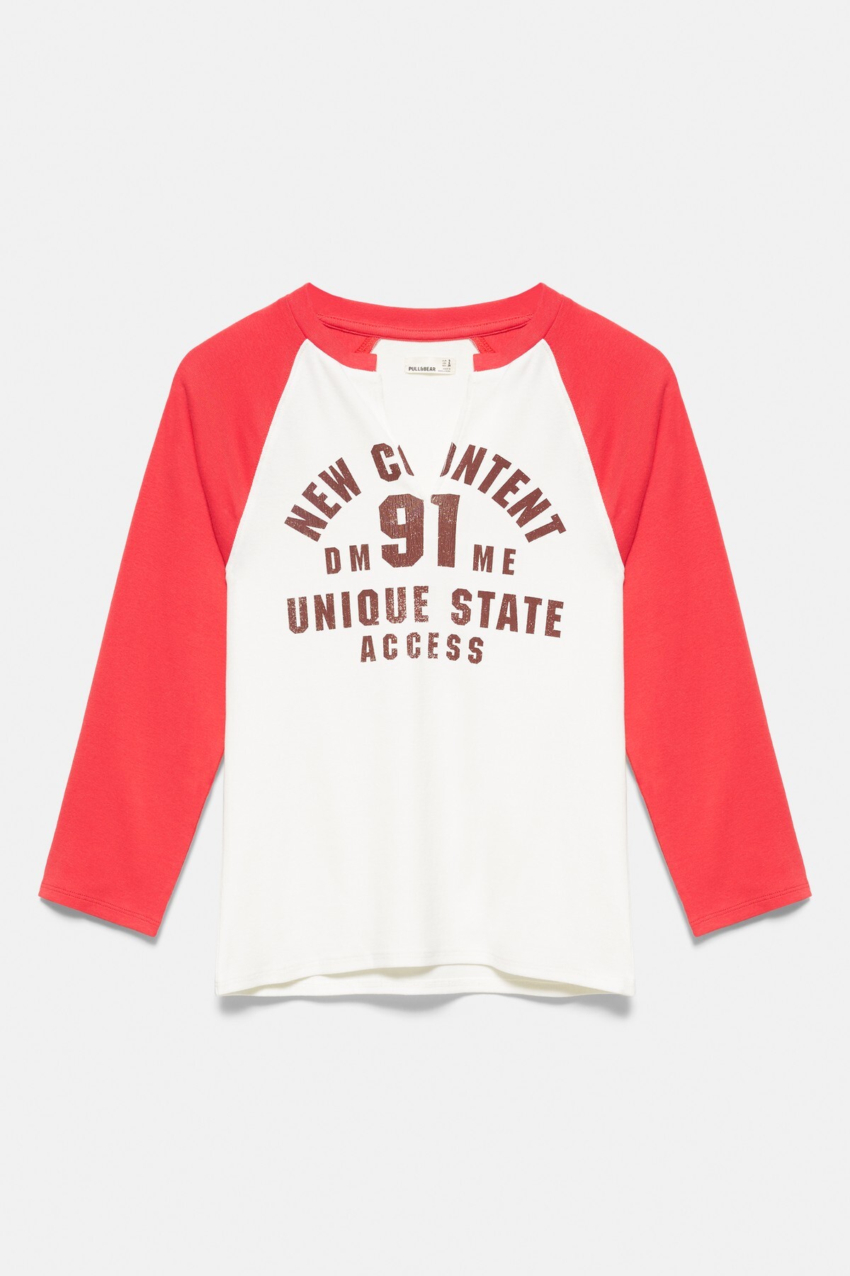 Pull & Bear Grafik baskılı reglan tişört görsel 5