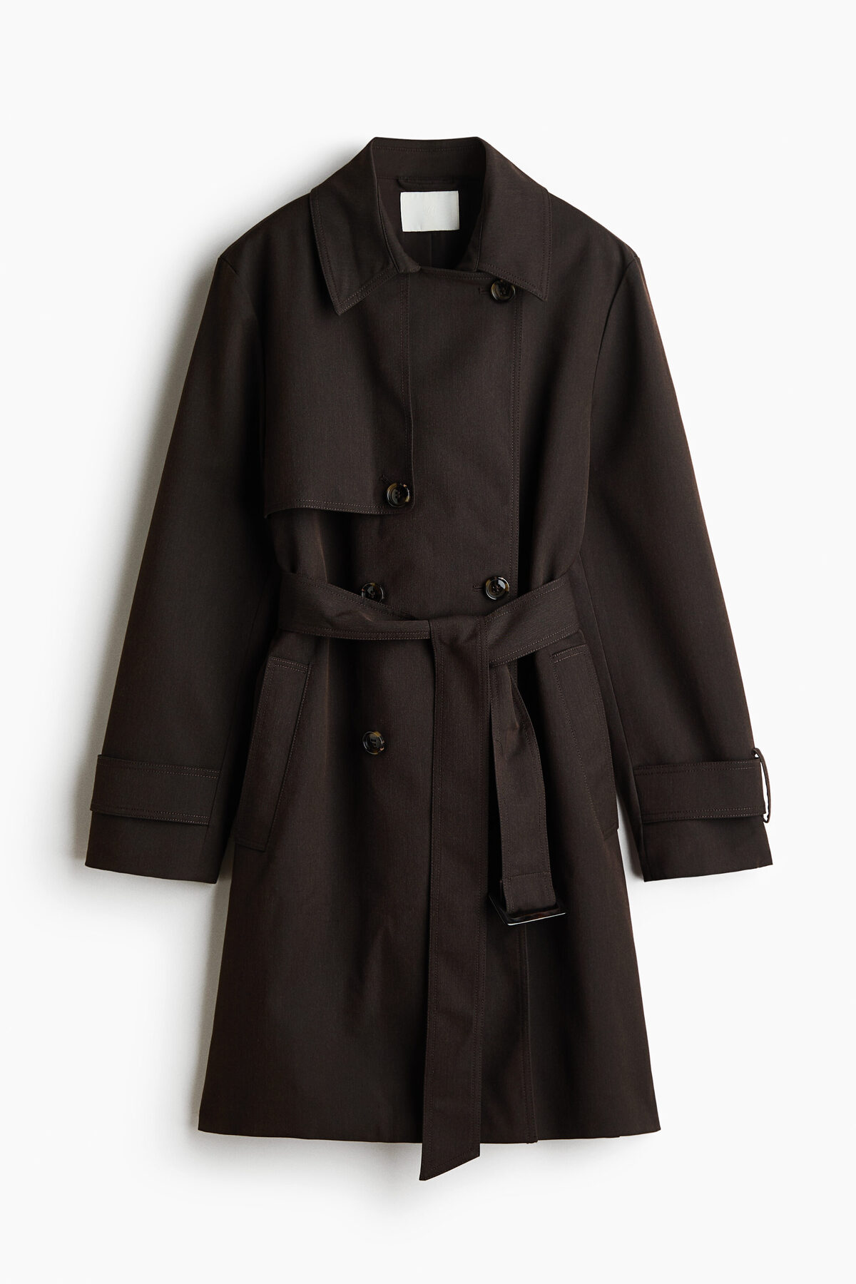 H&M Diz Boyu Gabardin Trençkot görsel 3