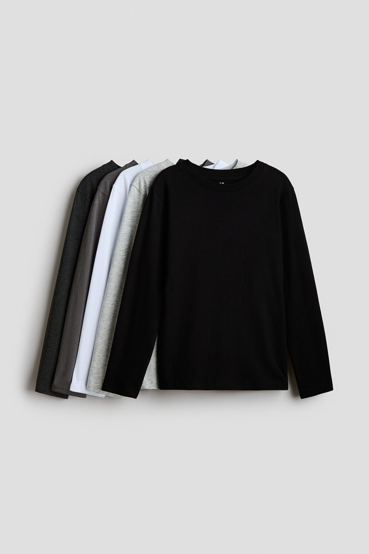 تی‌شرت‌های آستین بلند نخی بسته ۵ عددی اچ اند ام تی شرت H&M