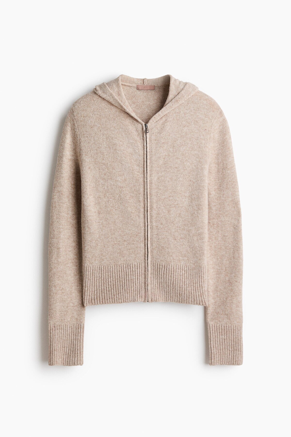 H&M Kapüşonlu ve Fermuarlı Triko Üst görsel 4