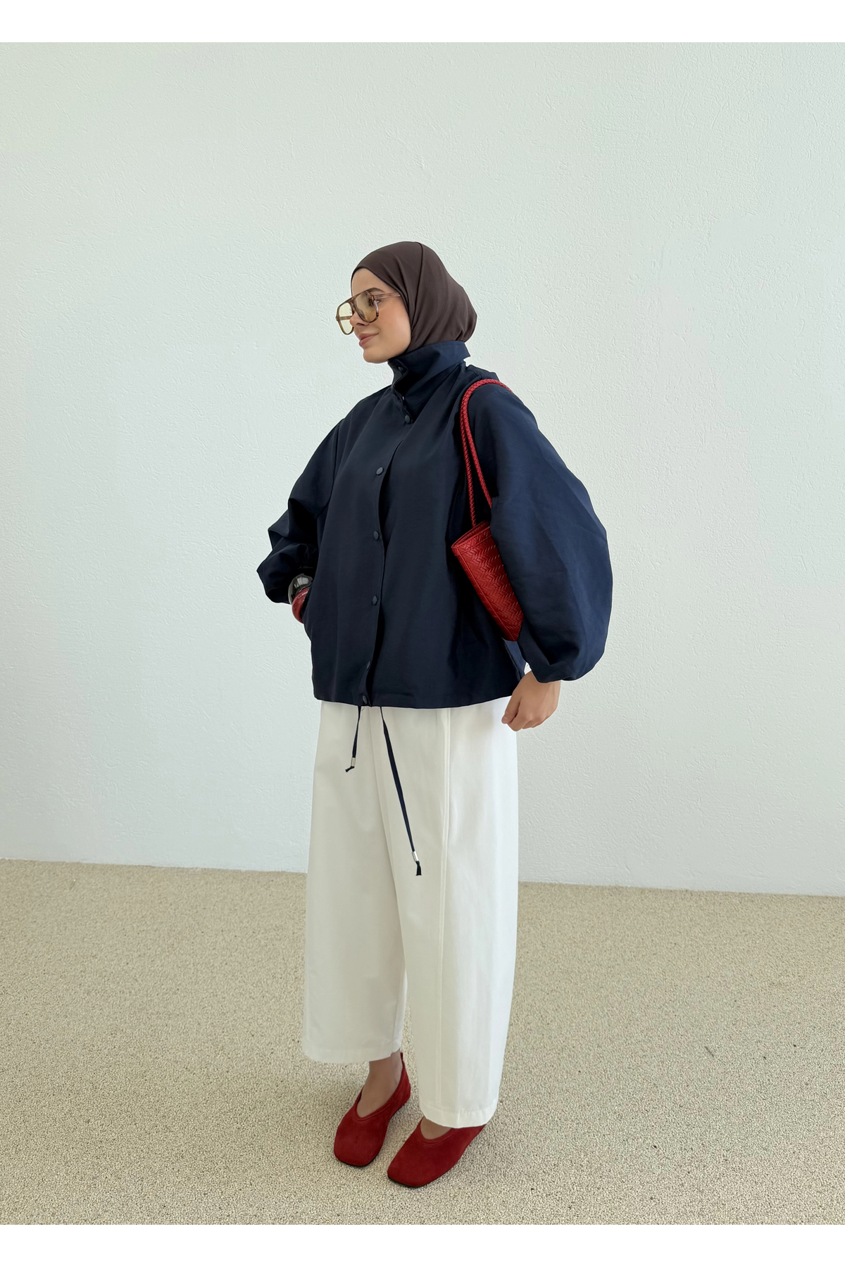 MODA AKSA 7745 ÇİFT İPLİ BOMBER CEKET laciverti görsel 4
