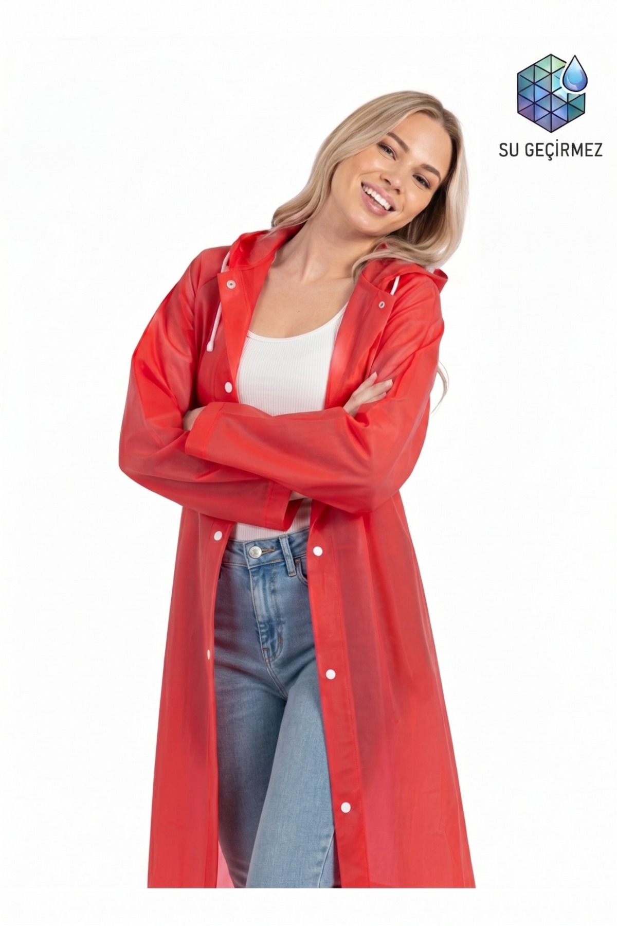 İMEXTECH Unisex Kırmızı Eva Kumaş Su Rüzgar Geçirmez Yağmurluk görsel 2