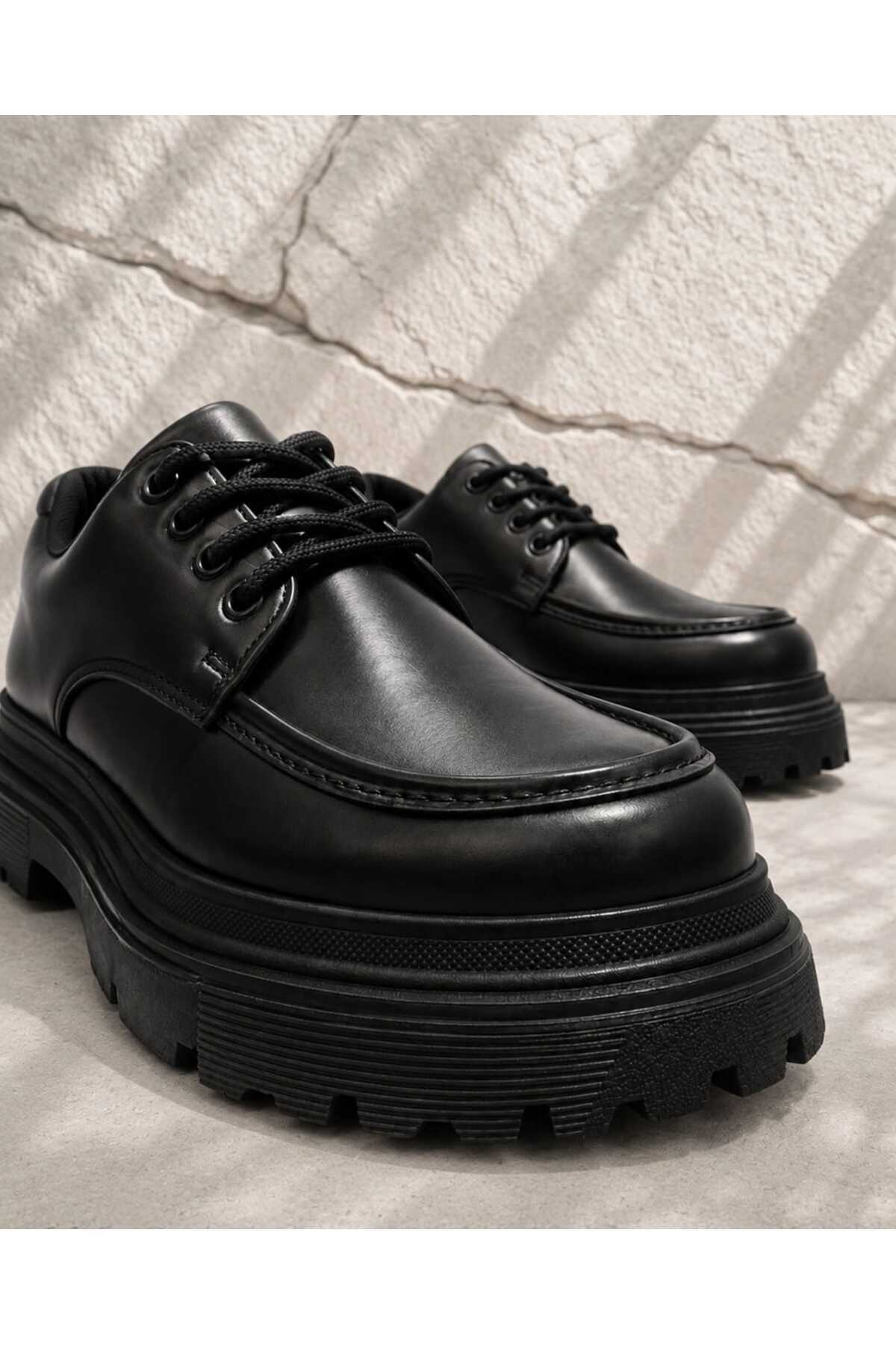 Mhoda Shoes Premium Bağlamalı Makosen Ayakkabı Siyah görsel 4