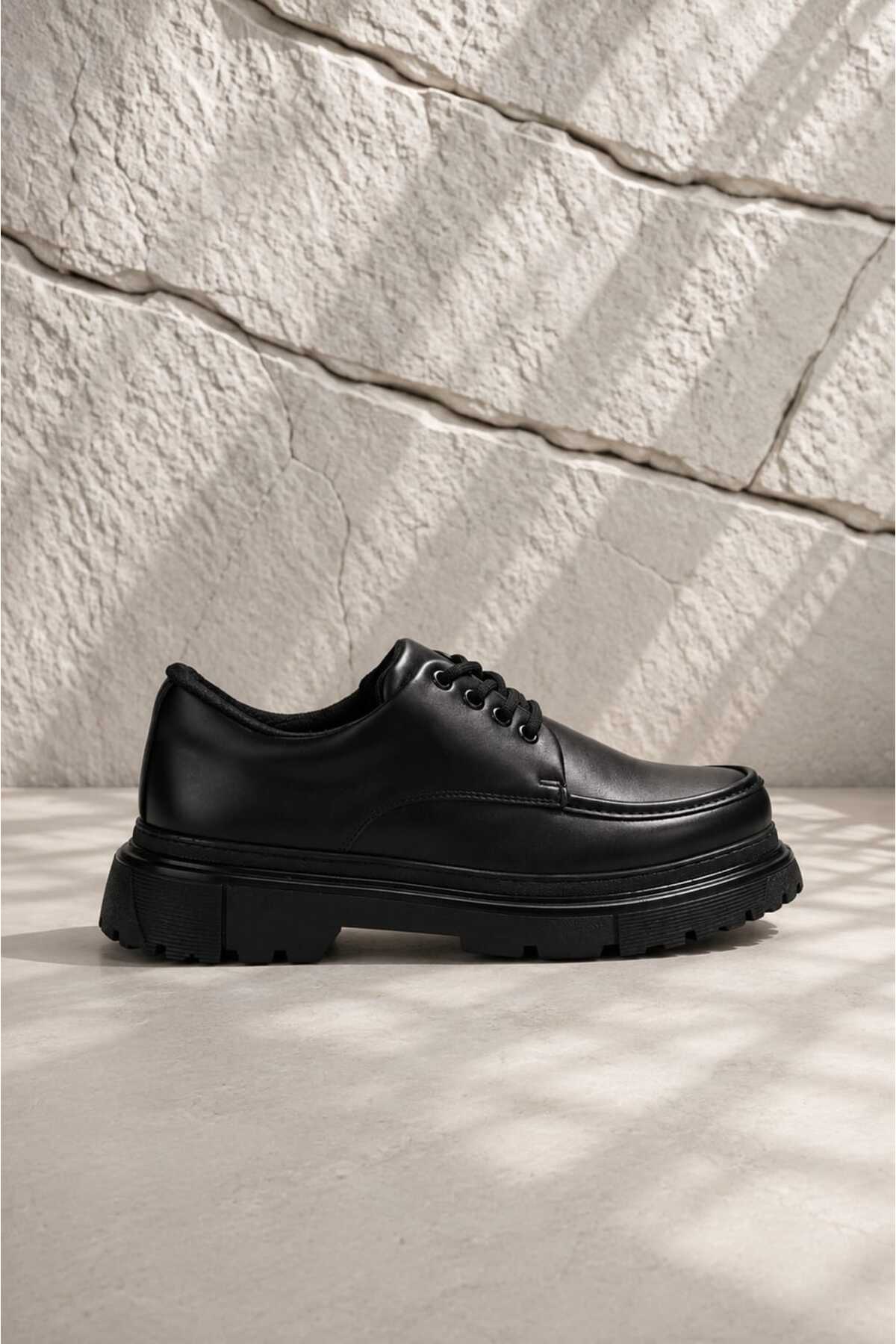 Mhoda Shoes Premium Bağlamalı Makosen Ayakkabı Siyah görsel 3