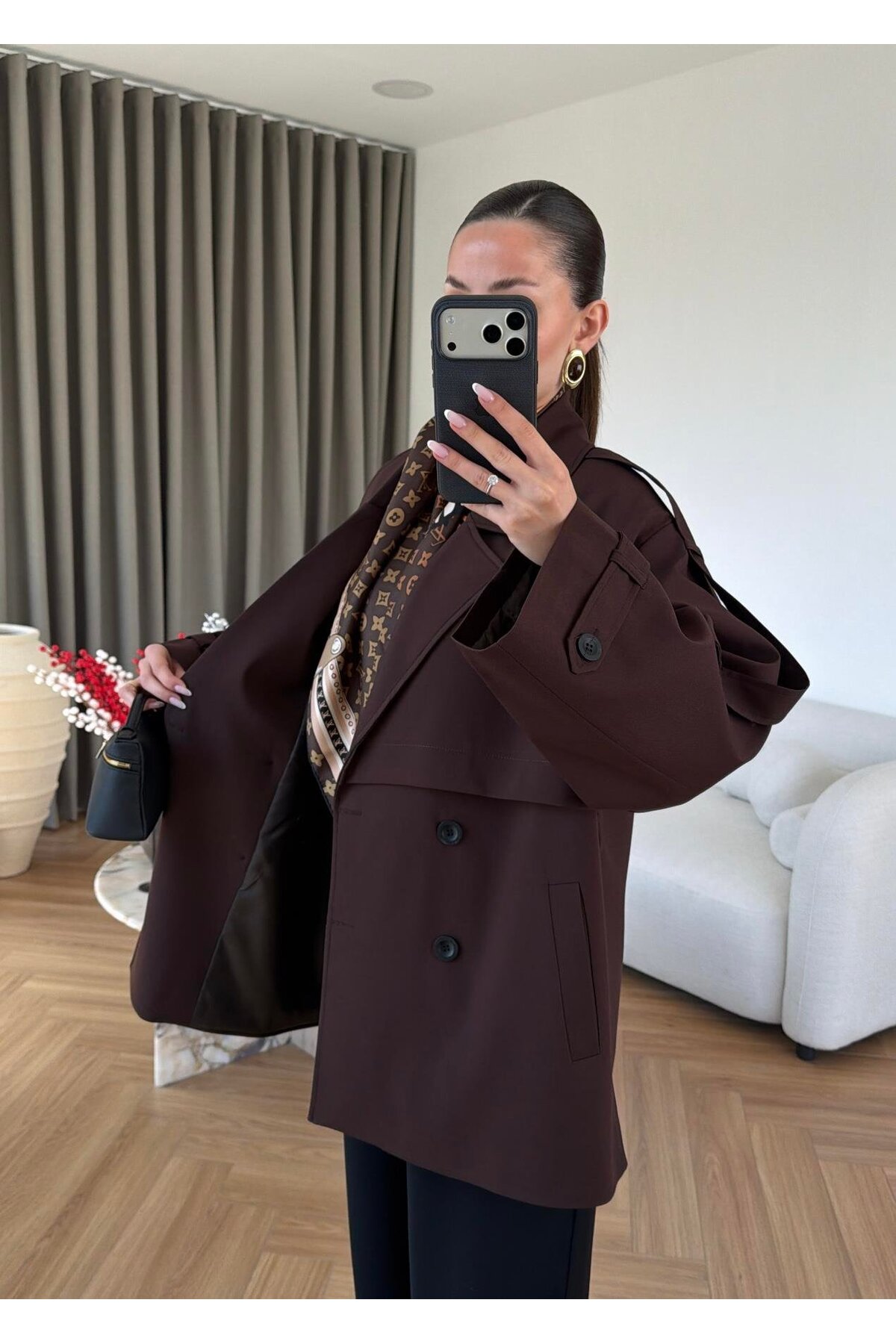 feiruz Premium Kumaş Astarlı Kısa Trençkot görsel 5