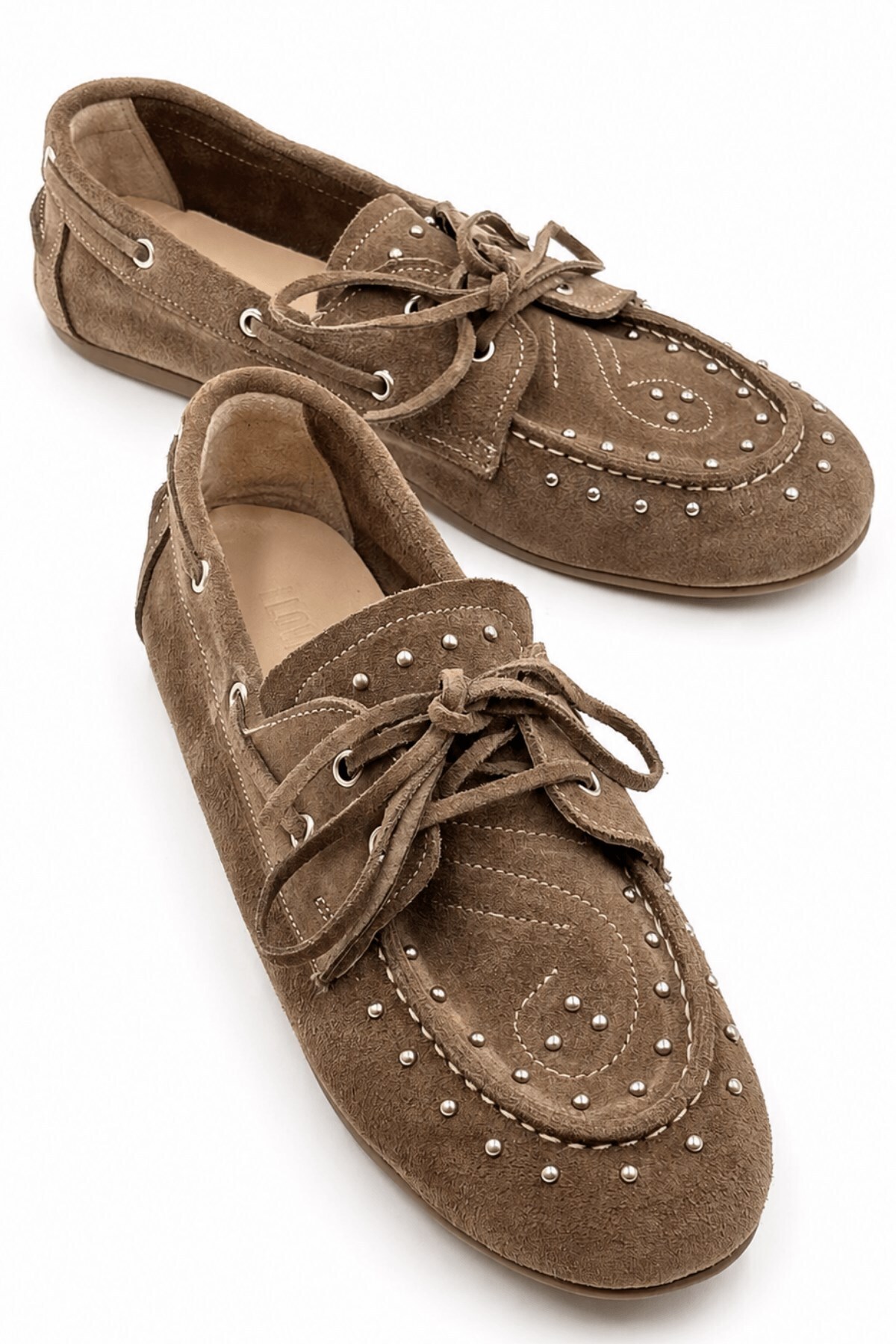 İX Dusty Loafer Vizon Kadın Hakiki Süet Kaymaz Termotaban Loafer Ayakkabı görsel 2