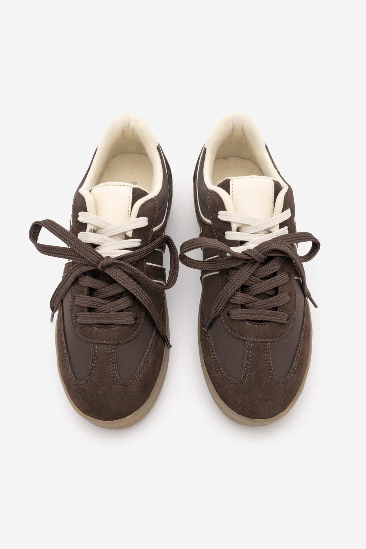 Marjin Kadın Sneaker Retro Çift Bağcıklı Spor Ayakkabı Forden Kahve Süet görsel 7