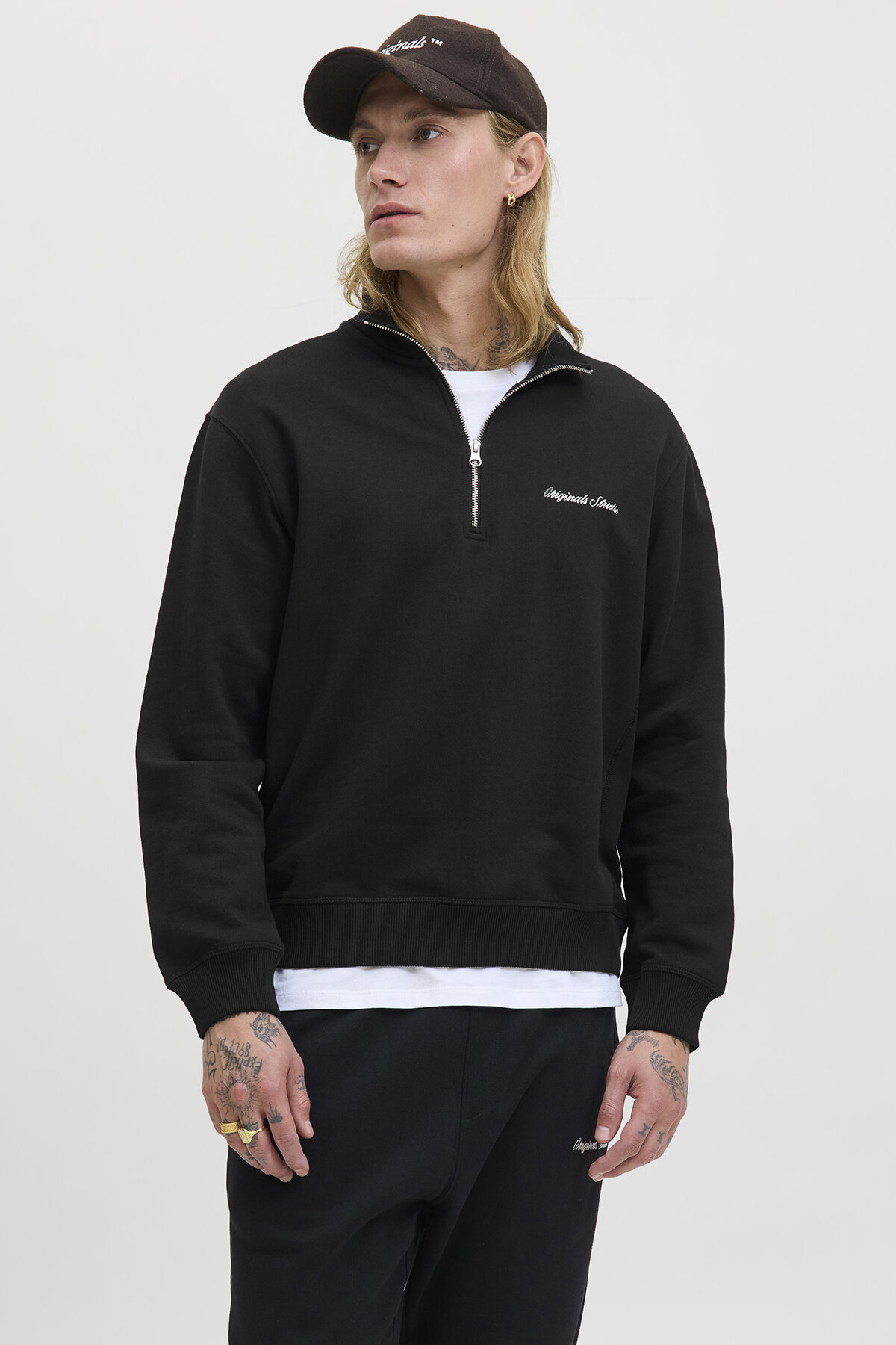 جوراب یقه بلند جورنوربرو مدل EMB Sweat NOOS مشکی جک اند جونز سویشرت Jack & Jones