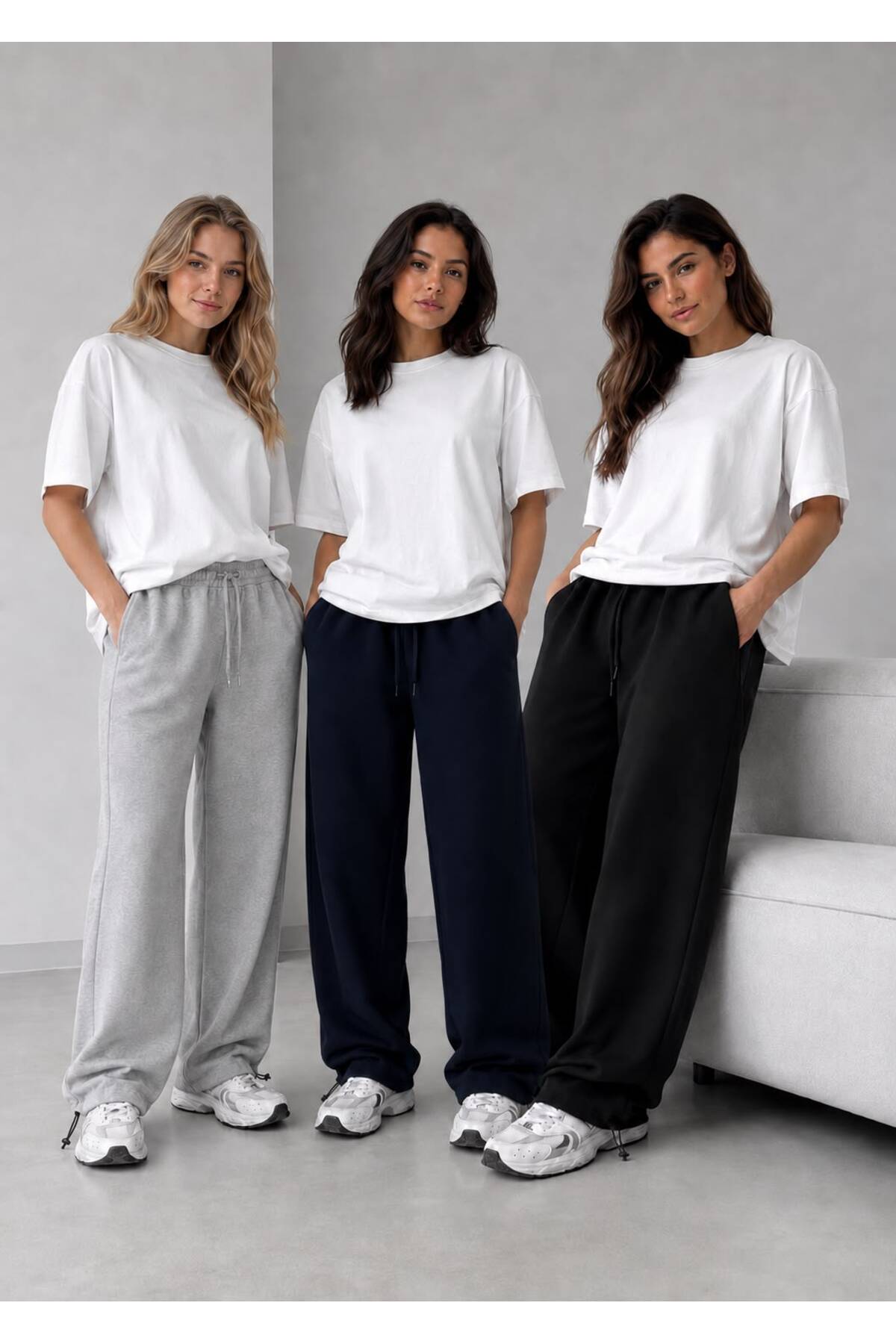 ZEALİS PAÇA STOPERLİ 3 ADET SİYAH+ GRİ+ LACİVERT RAHAT KALIP GÜNLÜK VE SPOR GİYİM