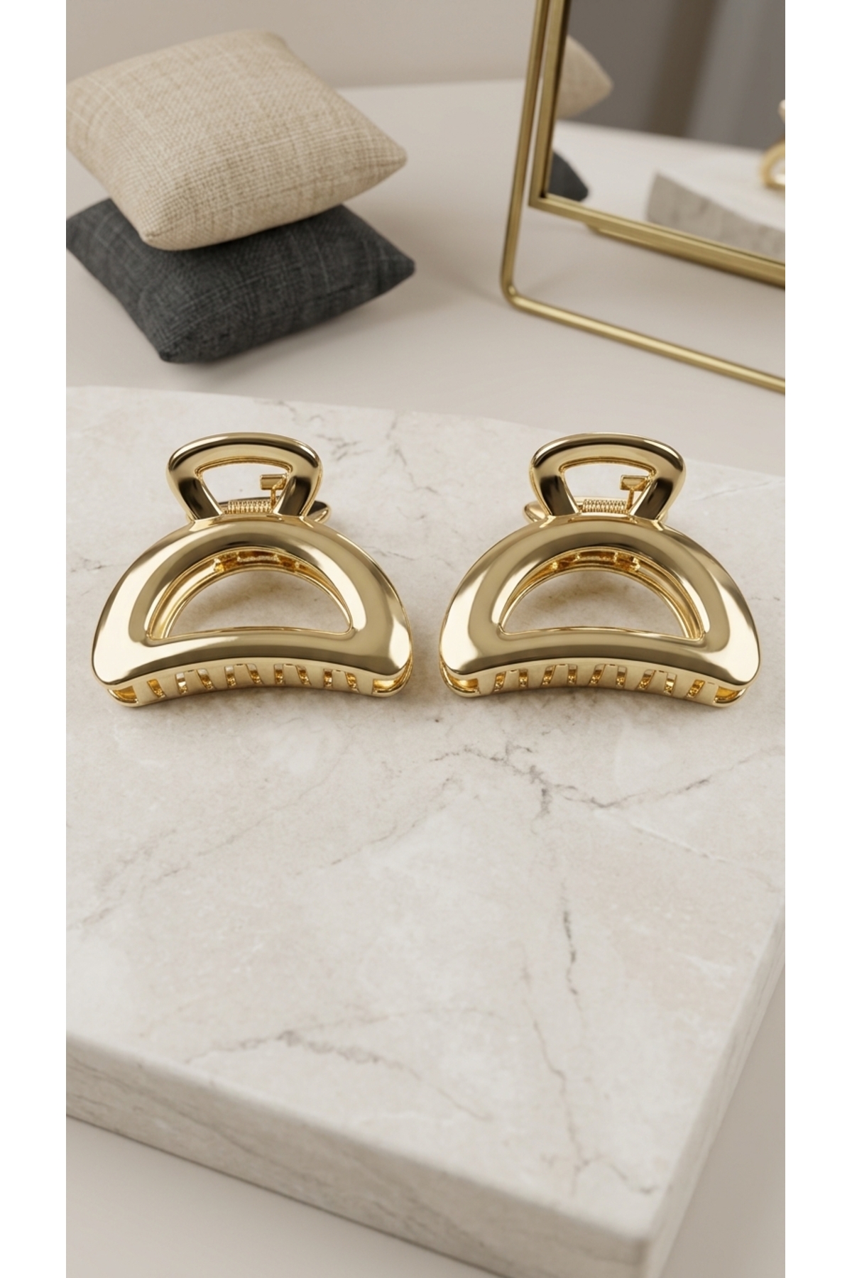 ŞEHRAZAT HANDMADE TASARIM Gold Renk Mandal Saç Tokası görsel 4