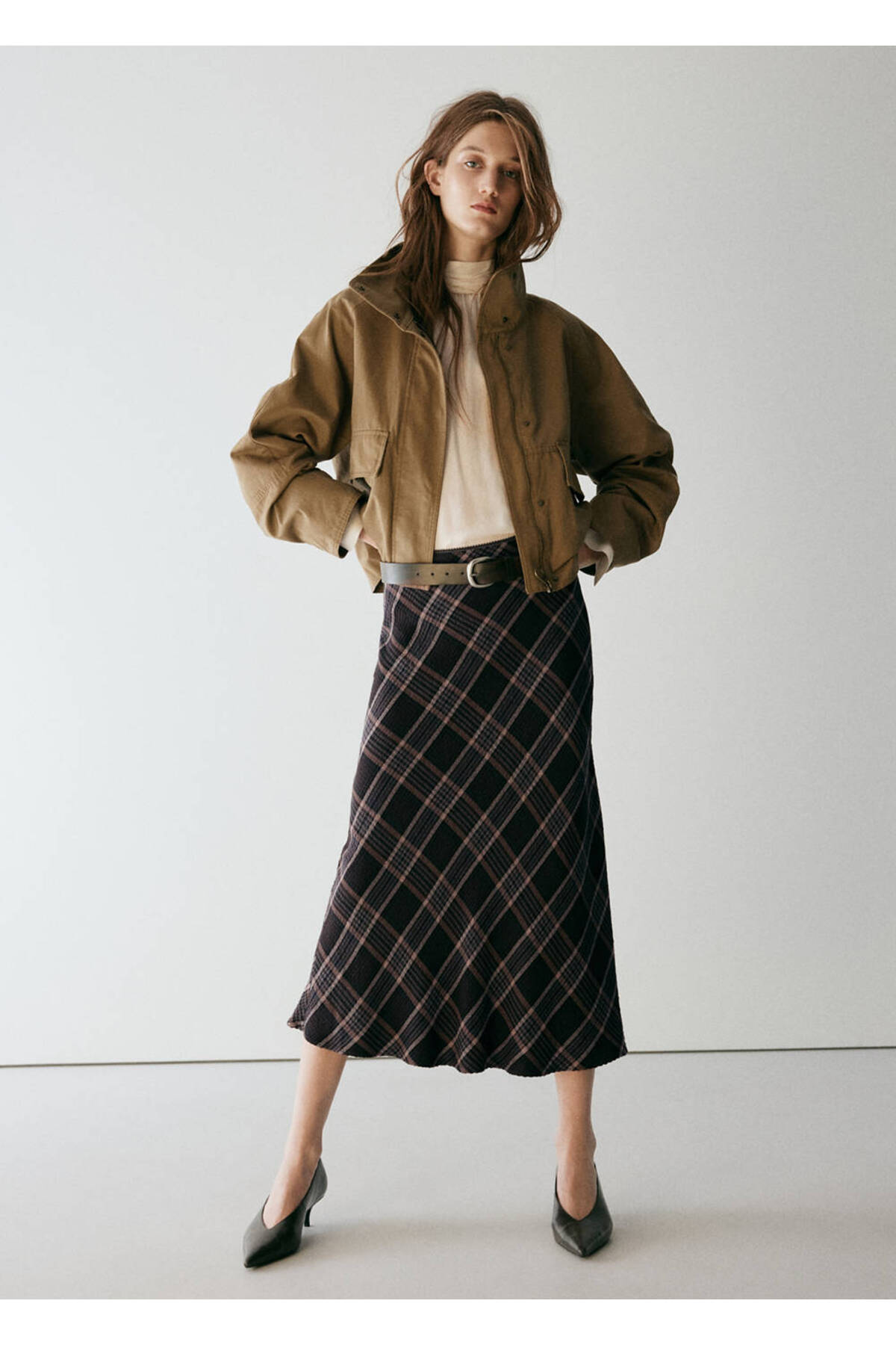 MANGO Woman Funnel-neck jacket with pockets görsel 2